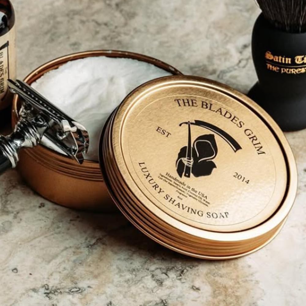 The Blades Grim – Luxury Shave Soap, Handmade in the USA (Smolder, 4oz)