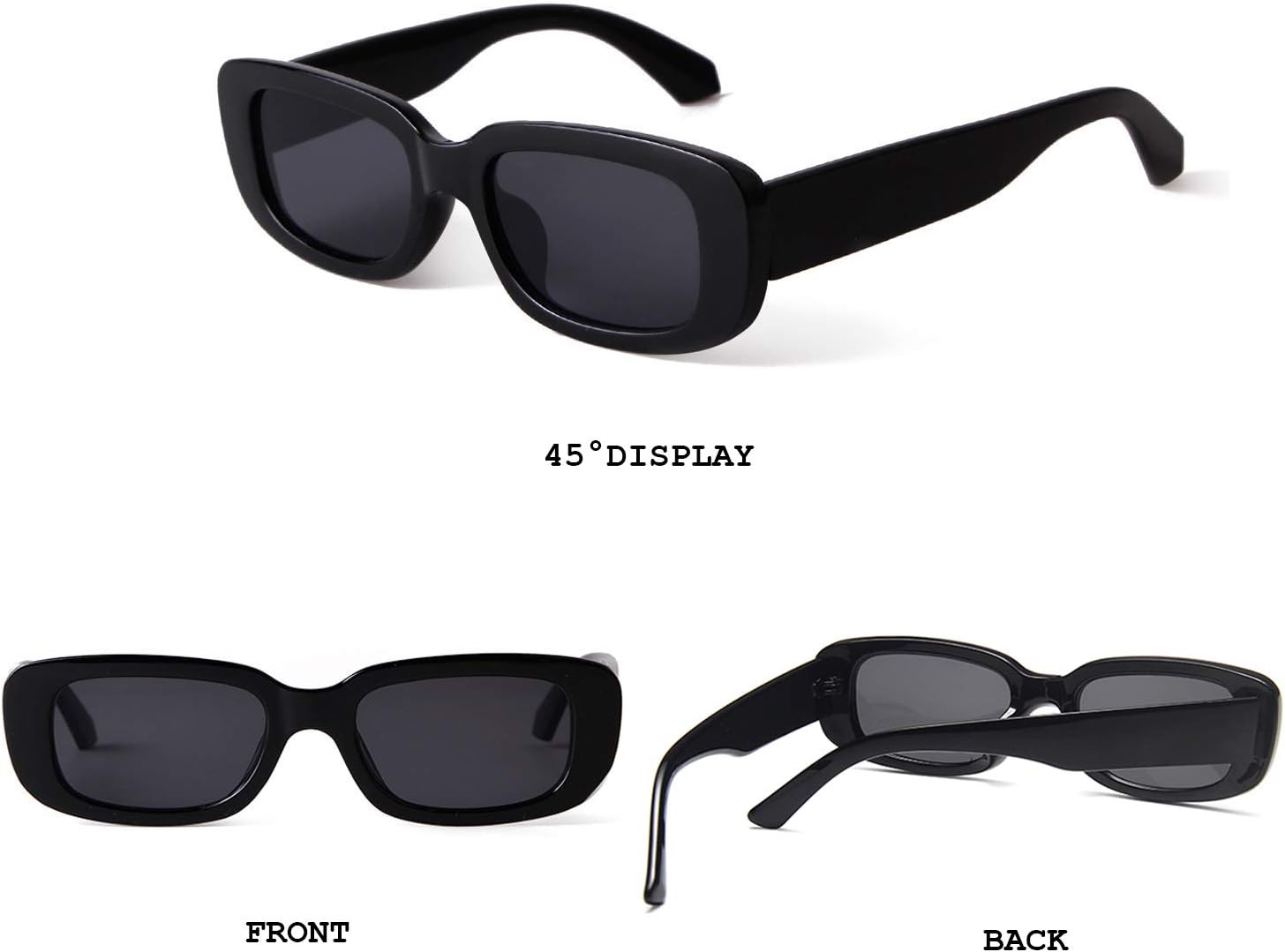 BUTABY Rectangle Sunglasses for Women Retro Driving Glasses 90’s Vintage Fashion Narrow Square Frame UV400 Protection