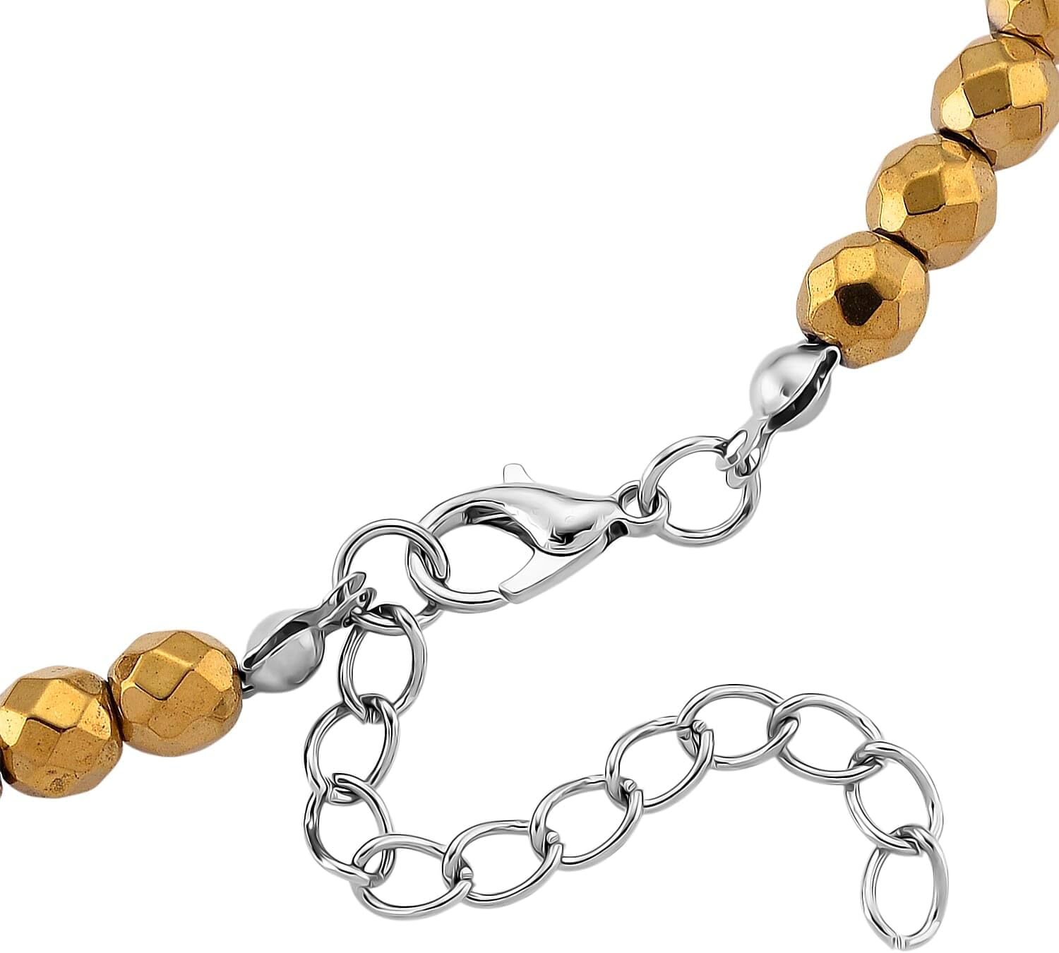 Yellow Gold Color Hematite Beaded Necklace Silvertone 560.00 ctw 21-23"