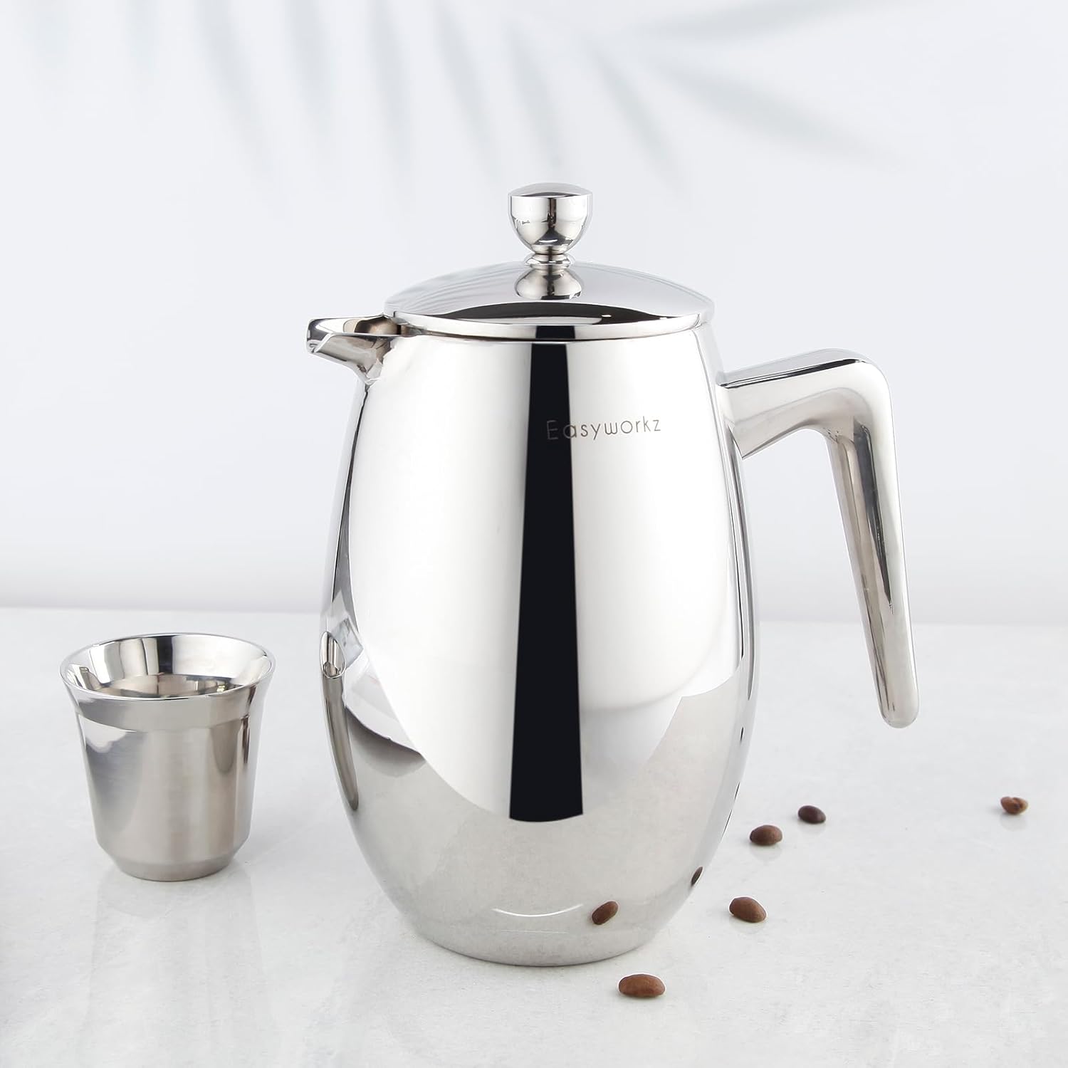 Easyworkz Nando French Press 23 oz Double Wall Insulated Thermal Coffee Maker,304 Stainless Steel Cafetiere