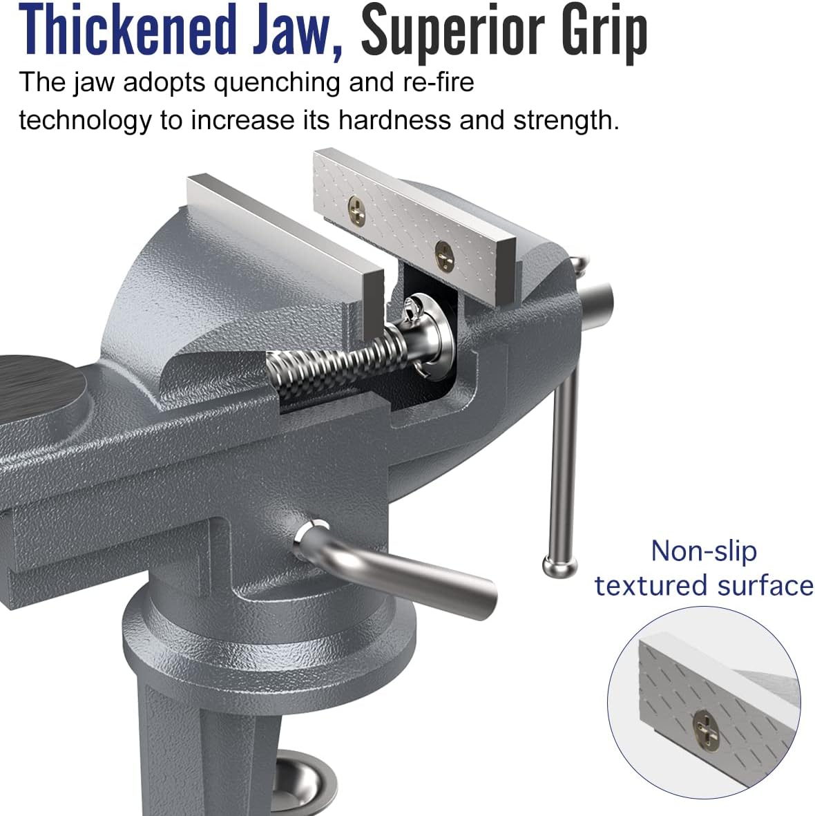 Housolution Universal Table Vise 3 Inch, 360°Swivel Base Bench Clamp