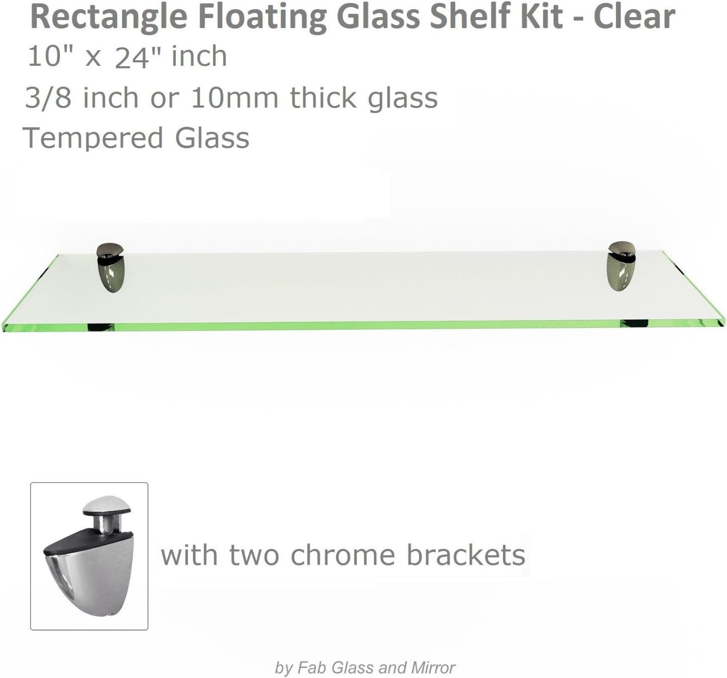 Fab Glass and Mirror Glass Shelf 8" X 30" Clear