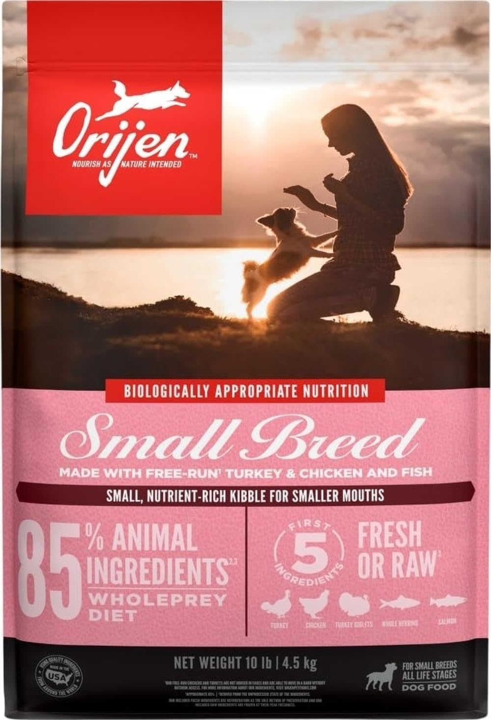 ORIJEN Grain Free WHOLEPREY Dry Dog Food Small Breed Recipe 10lb Bag