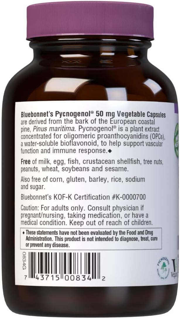 BLUEBONNET NUTRITION PYCNOGENOL 50 mg | Third-party tested for purity and potency; manufactured in the USA