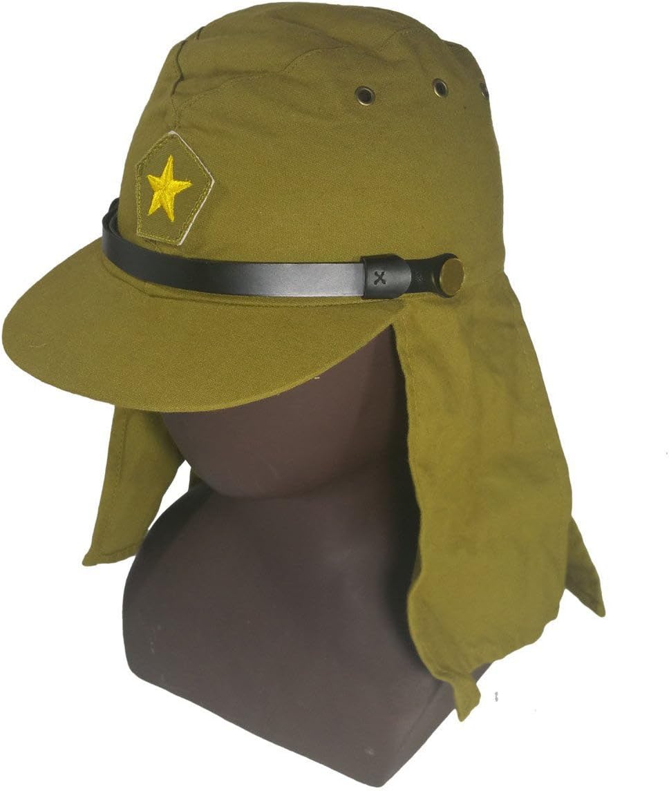 Repro WWII WW2 Japanese Solider Hat and Flap Neck Cover Cap 59 CM Dark Grey