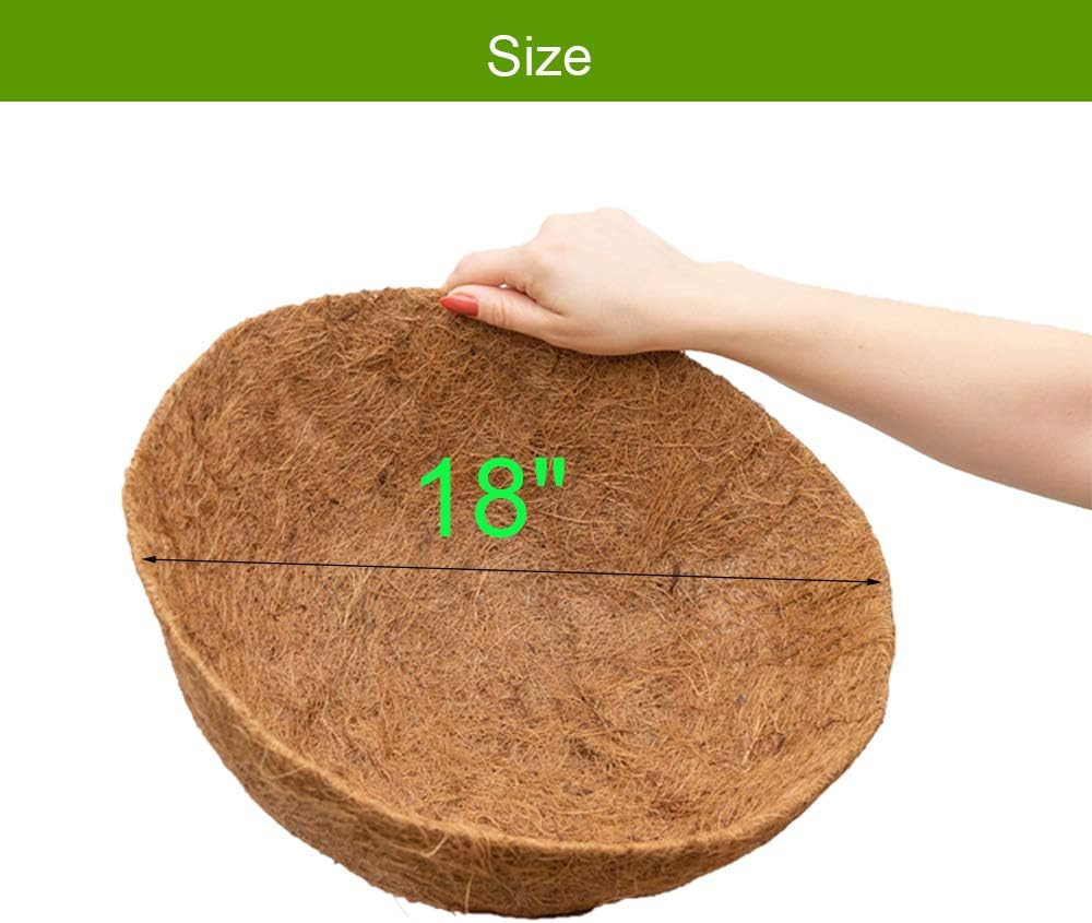 Coco Liners for Planters 20 Inch 2PCS Replacement Coco Fiber Basket Liner for Round Baskets Garden Containers