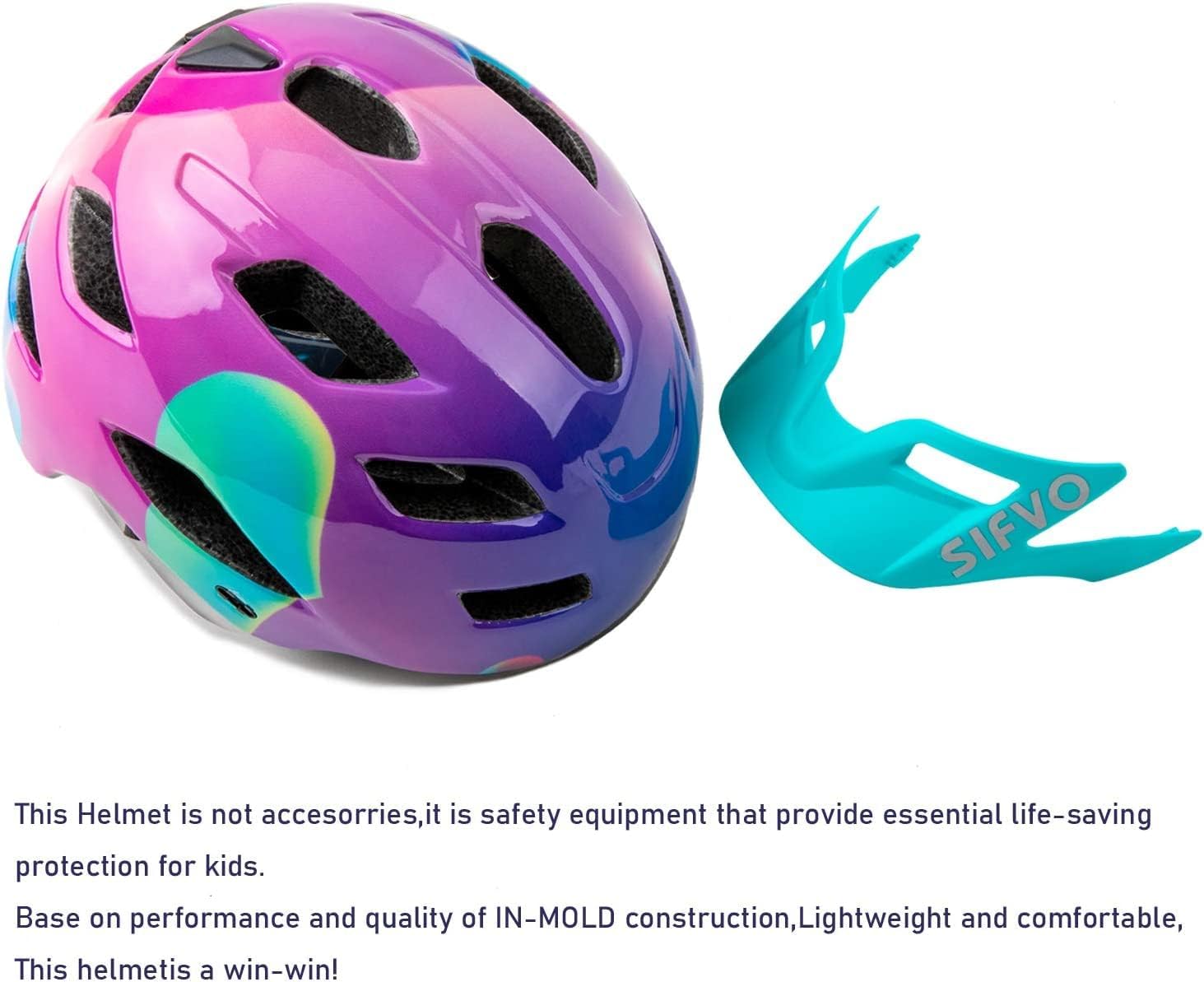 Kids Helmet, SIFVO Kids Bike Helmet Boys and Girls Bike Helmet with Cool Visor Helmet for Kids 5-14