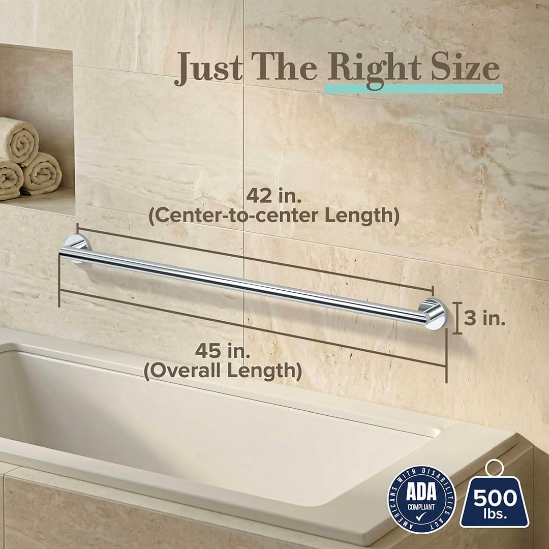 Gatco 970 Glam Shower Grab Bar, 12 Inch, ADA Compliant Stainless Steel, Satin Nickel, Wall Mounted Bathroom Handrail