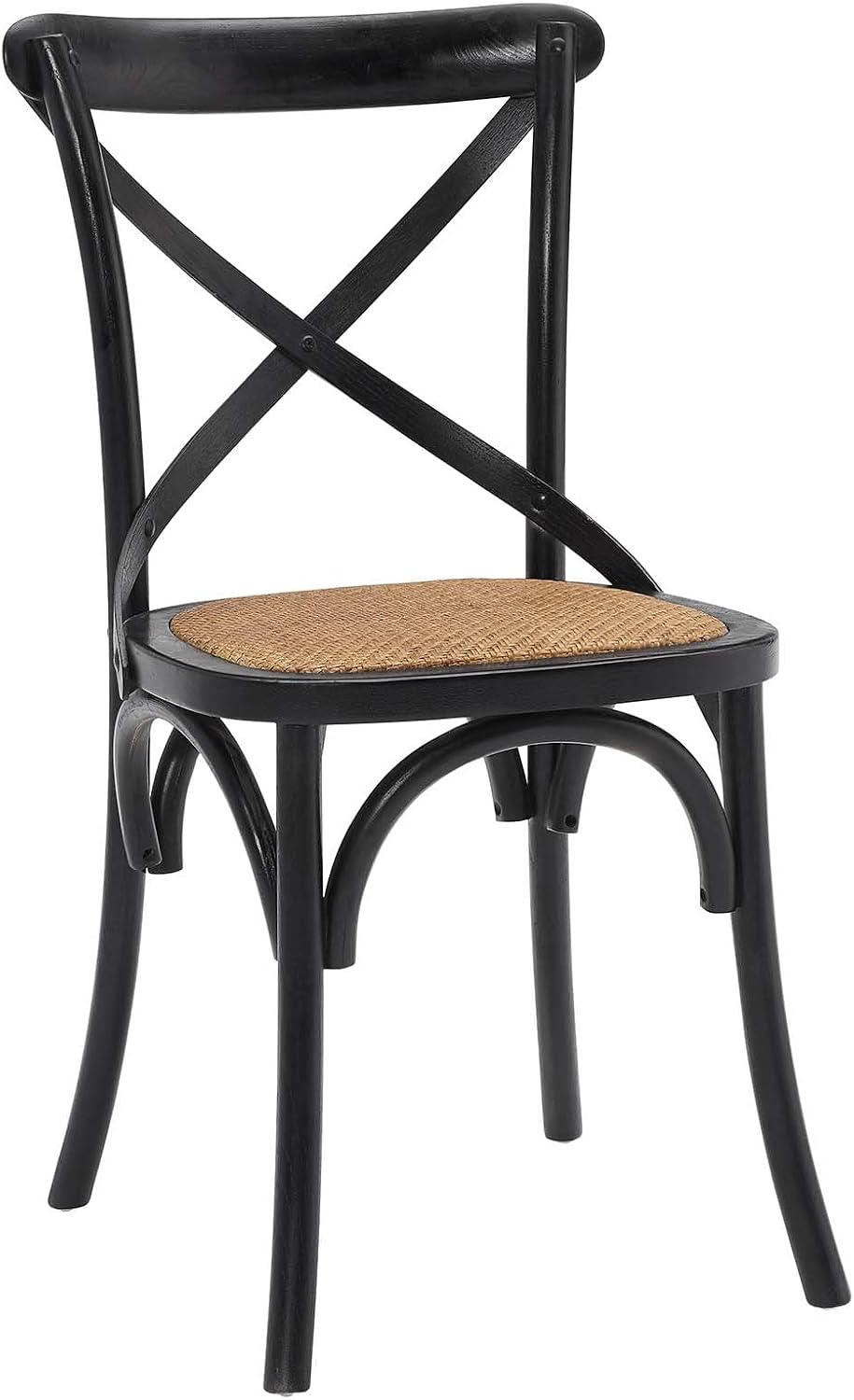 Modway Gear Rustic Modern Farmhouse Elm Wood Rattan Dining Chair in Gray