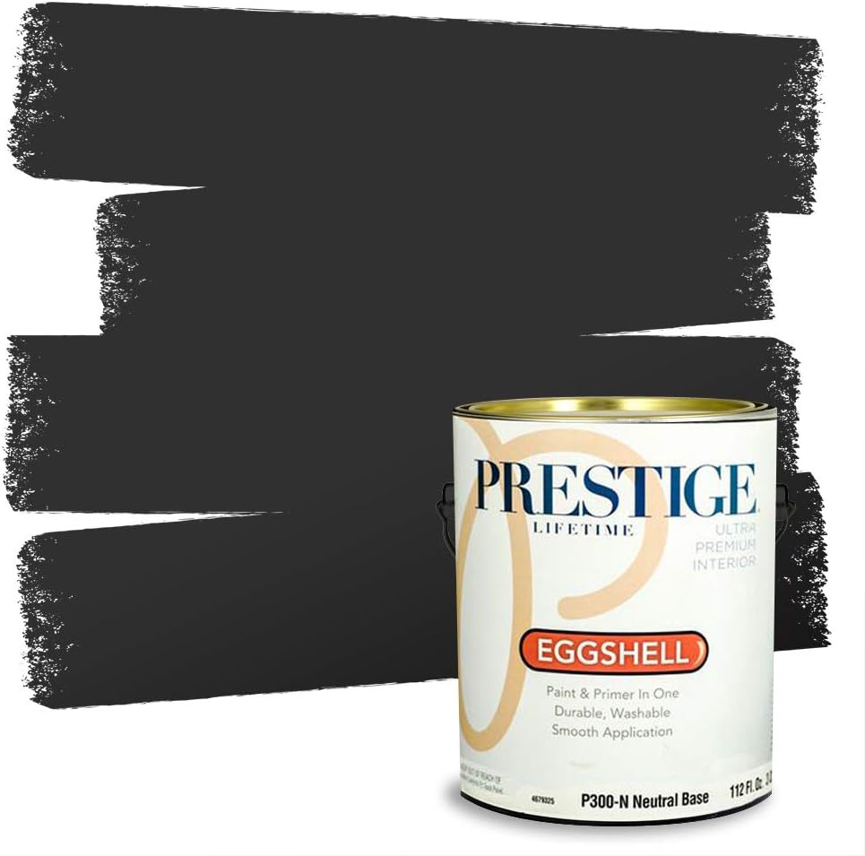 PRESTIGE Paints Exterior Paint and Primer In One, 1-Gallon, Satin, Comparable Match of Sherwin Williams* Black Magic*