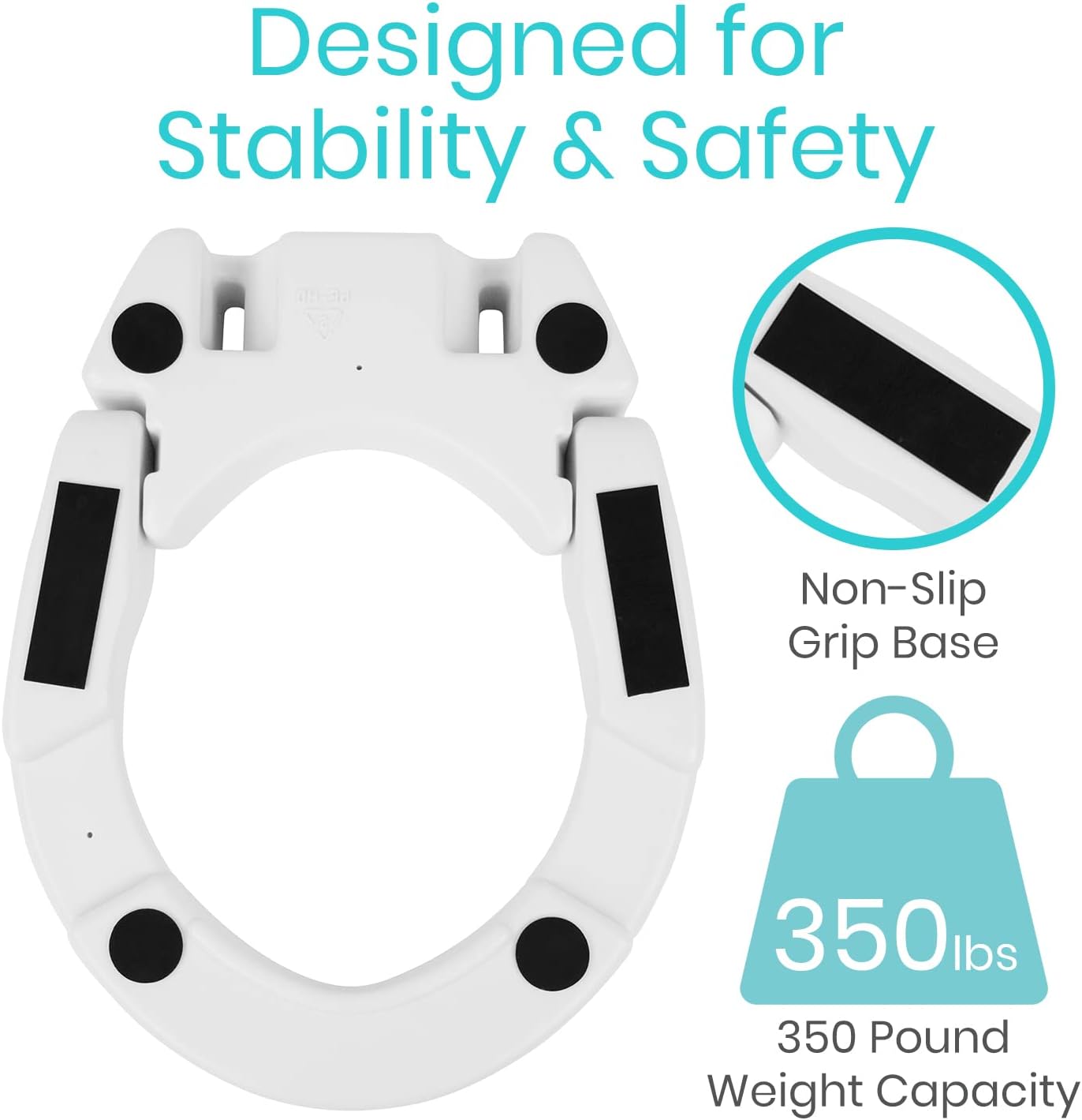 Vive Raised Toilet Seat - 5" Portable, Elevated Toilet Seat Riser | Extender - Elongated and Standard Fit Commode Lifter - Bathroom Safety Extender Assists Disabled, Elderly, Seniors