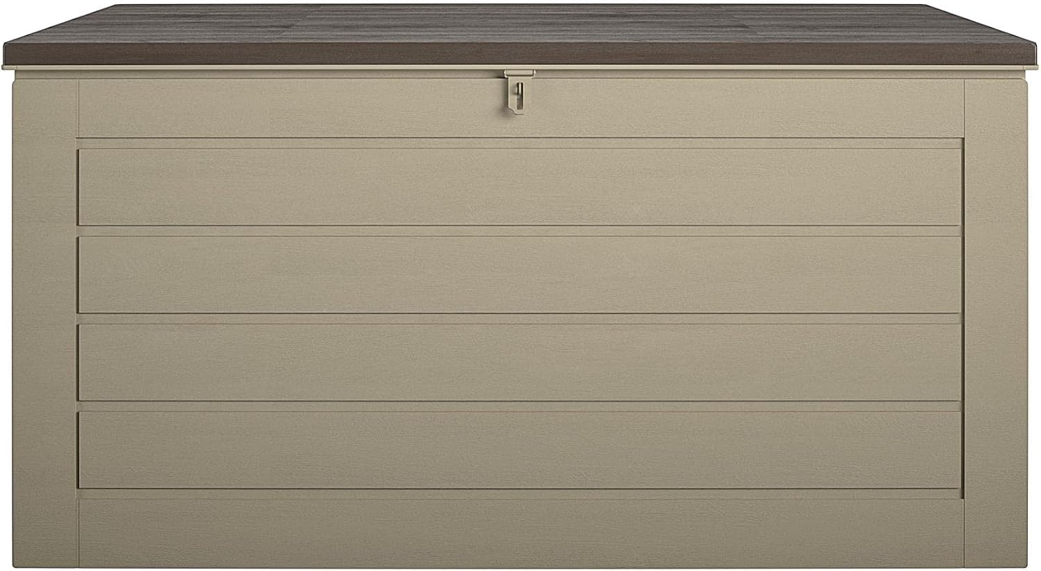 Cosco Outdoor Living 180 Gallon Patio Storage Box, Extra Large, Lockable Lid, Weather-Resistant, Tan/Brown