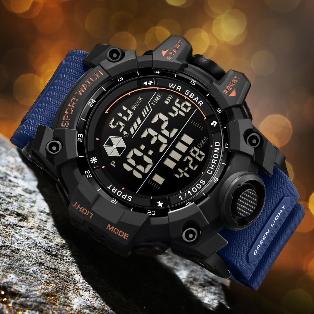 FANMIS Men's Digital Sport Watch Military LED Alarm Waterproof Quartz Watch | Tactical Outdoor Sport Watch Multi Function Led Display Alarm Stopwatch Date Quartz Rugged Style Daily Water Resistance