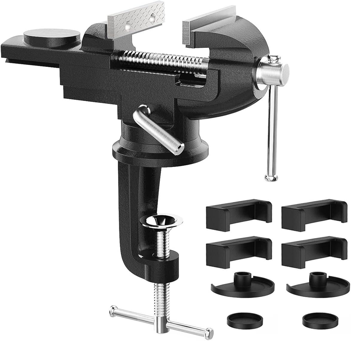 Housolution Universal Table Vise 3 Inch, 360°Swivel Base Bench Clamp