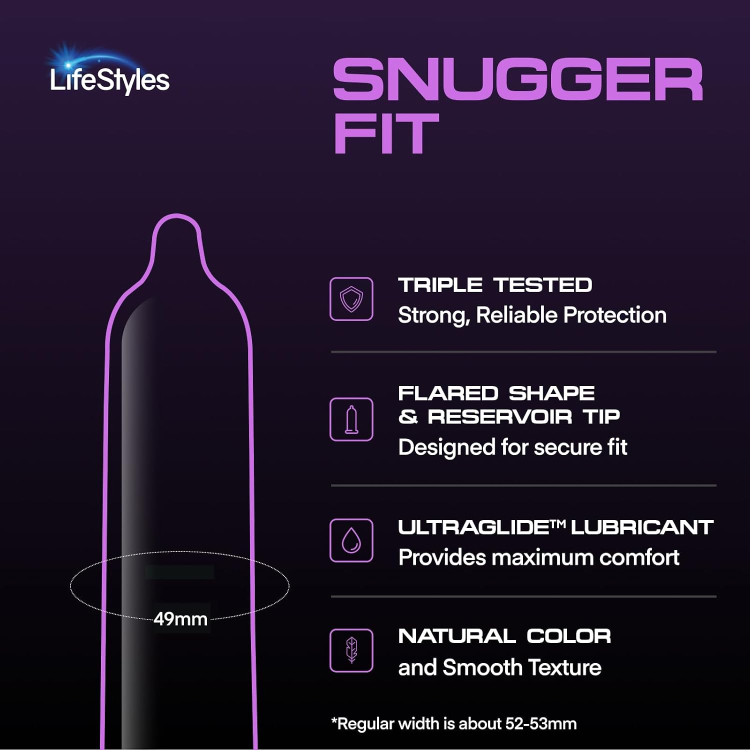Lifestyles Snugger Fit Natural Rubber and Lubricated Latex Condoms Value Pack, 25 Count, 1 Pack, Triple Tested for Best Protection