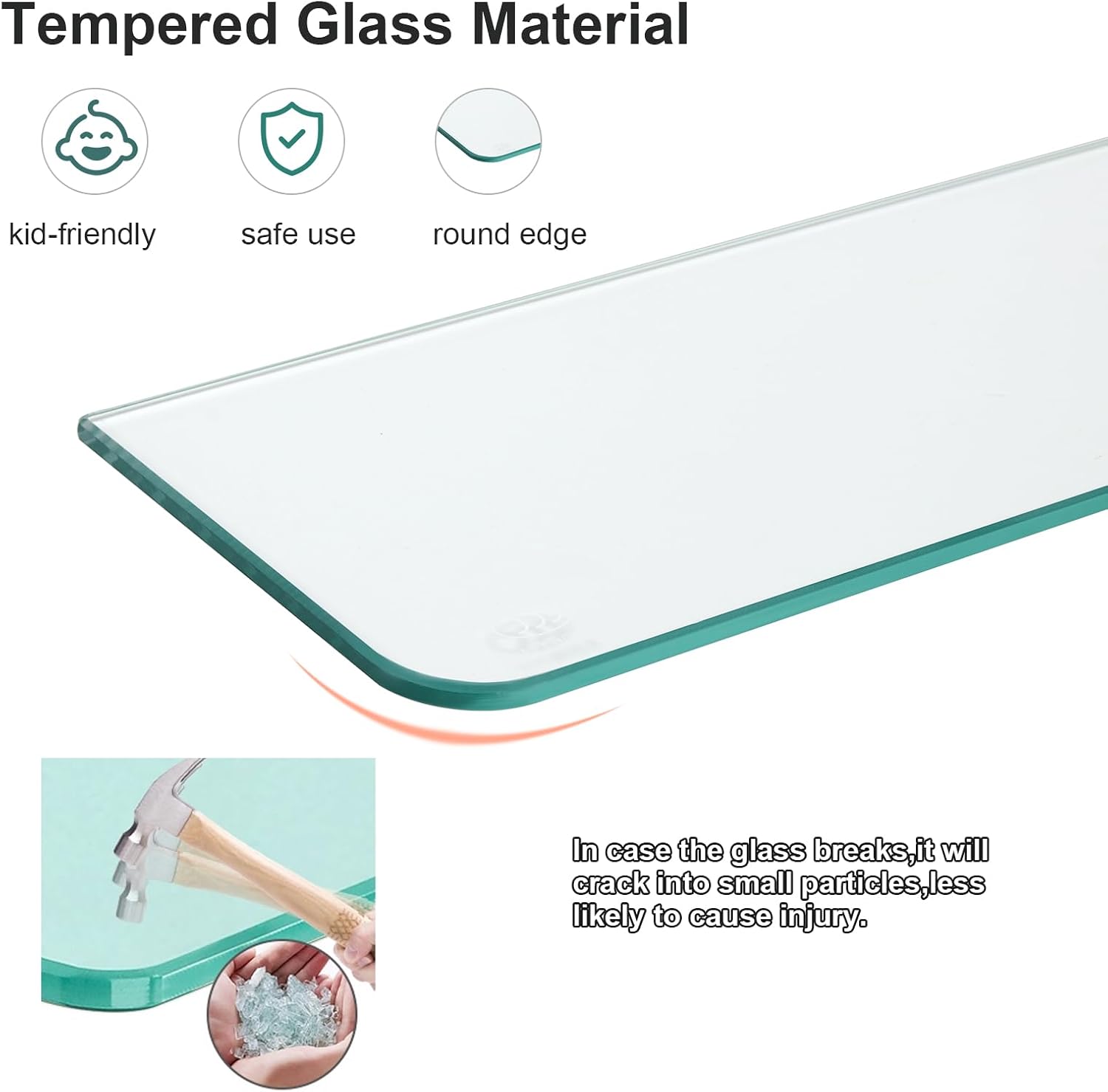 Glass Shower Shelves for Bathroom 2 Tiers Tempered Glass Floating Wall Mounted Shelves for Inside Shower Adhesive Organizer Storage with Aluminum