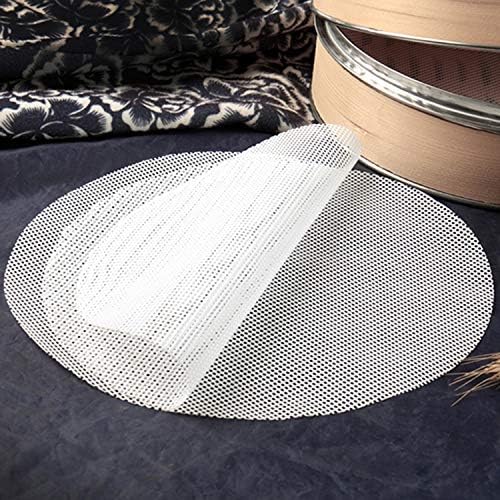 GUCUJI 8 Inch Silicone Bamboo Steamer Liners - Non-Stick, Reusable Steamer Mesh Mats for Steamed Buns, Dumplings, veggies, Dim Sum, Momo, Rice, and fish - Food Grade BPA Free (4Pcs)