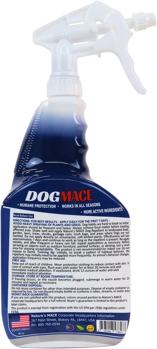 Nature's MACE Dog Mace Dog Repellent 1 Gallon Concentrate | Potty Training Tool Spray, Indoor & Outdoor, Pee Deterrent, Safe Around Kids, Pets, Garden & Plants, Treats 48,000 Sq. Ft.