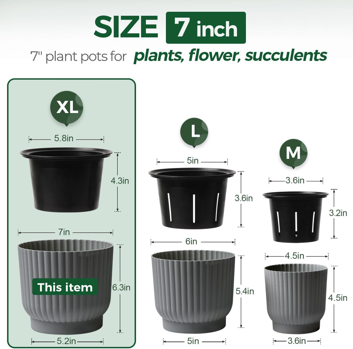 T4U Self Watering Pots for Indoor Plants, 4 Inch 6 Pack Planter White