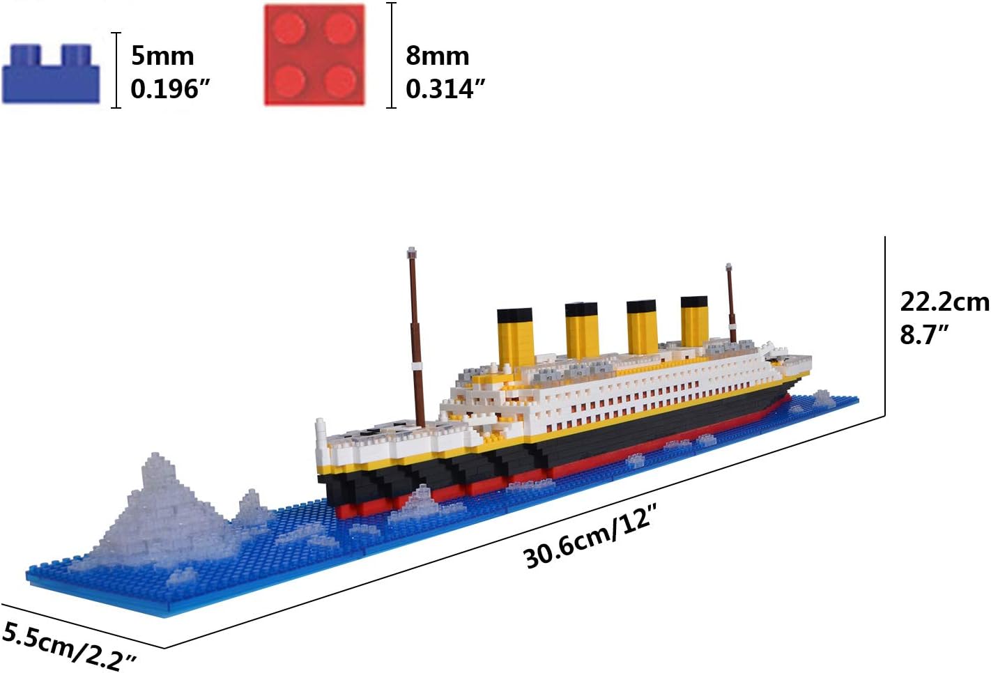 Titanic Ship Model Building Block Set, 1860 PCS Building Bricks Toy DIY Educational Micro Mini Blocks