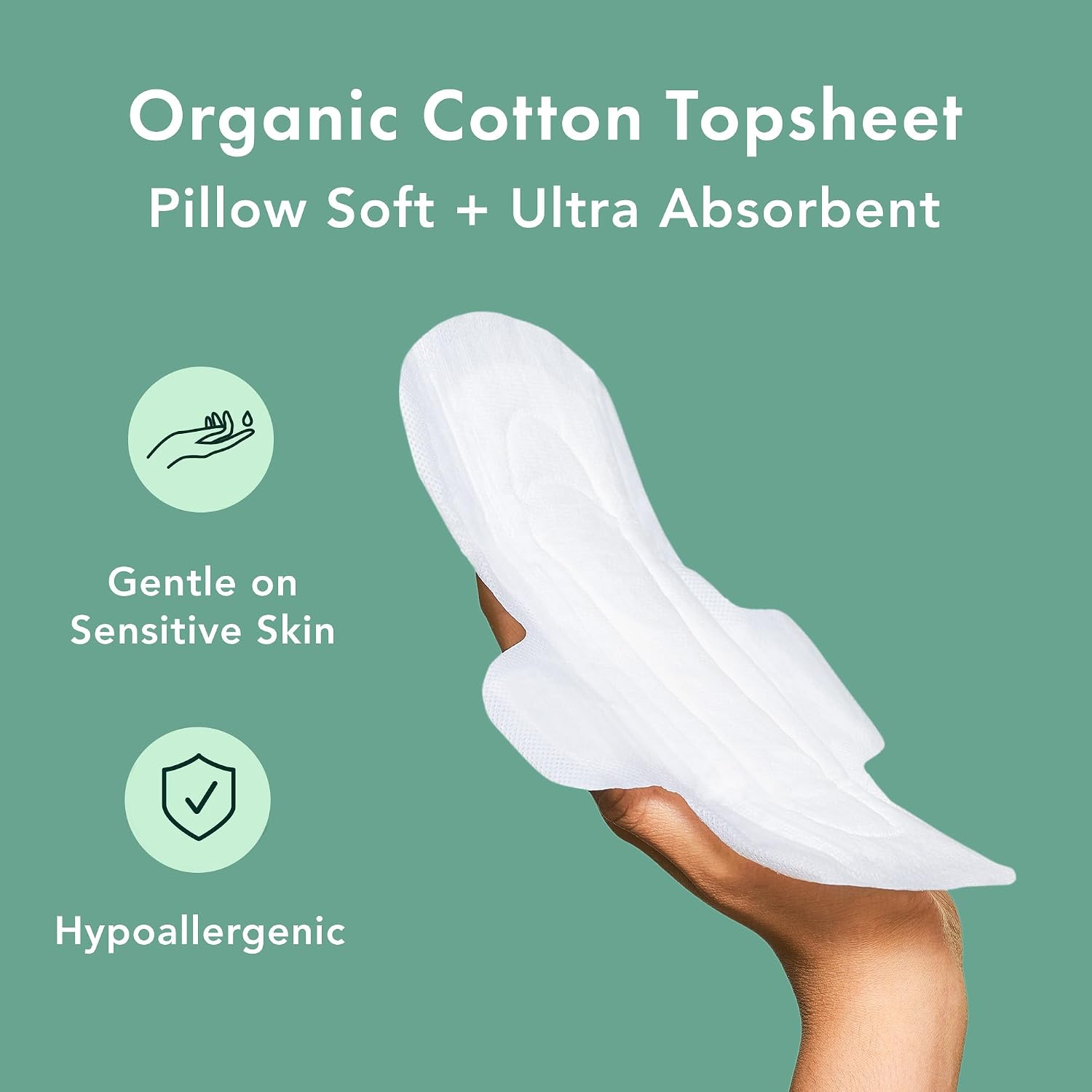 Rael Organic Cotton Cover Sanitary Pads for Women Moderate (Regular, 56 Ct) | Ultra Thin Period Pads with Wings, Regular Absorbency, Unscented, Chlorine Free, Period Essentials, Feminine Care
