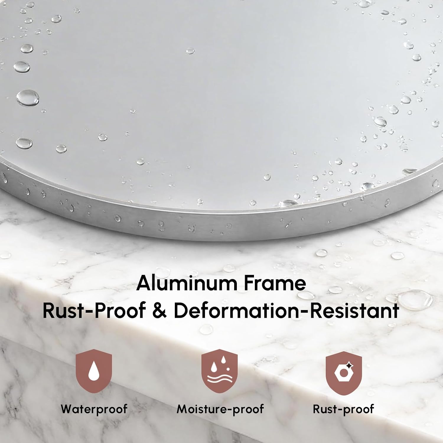 USHOWER Frameless Round Bathroom Mirror 24"