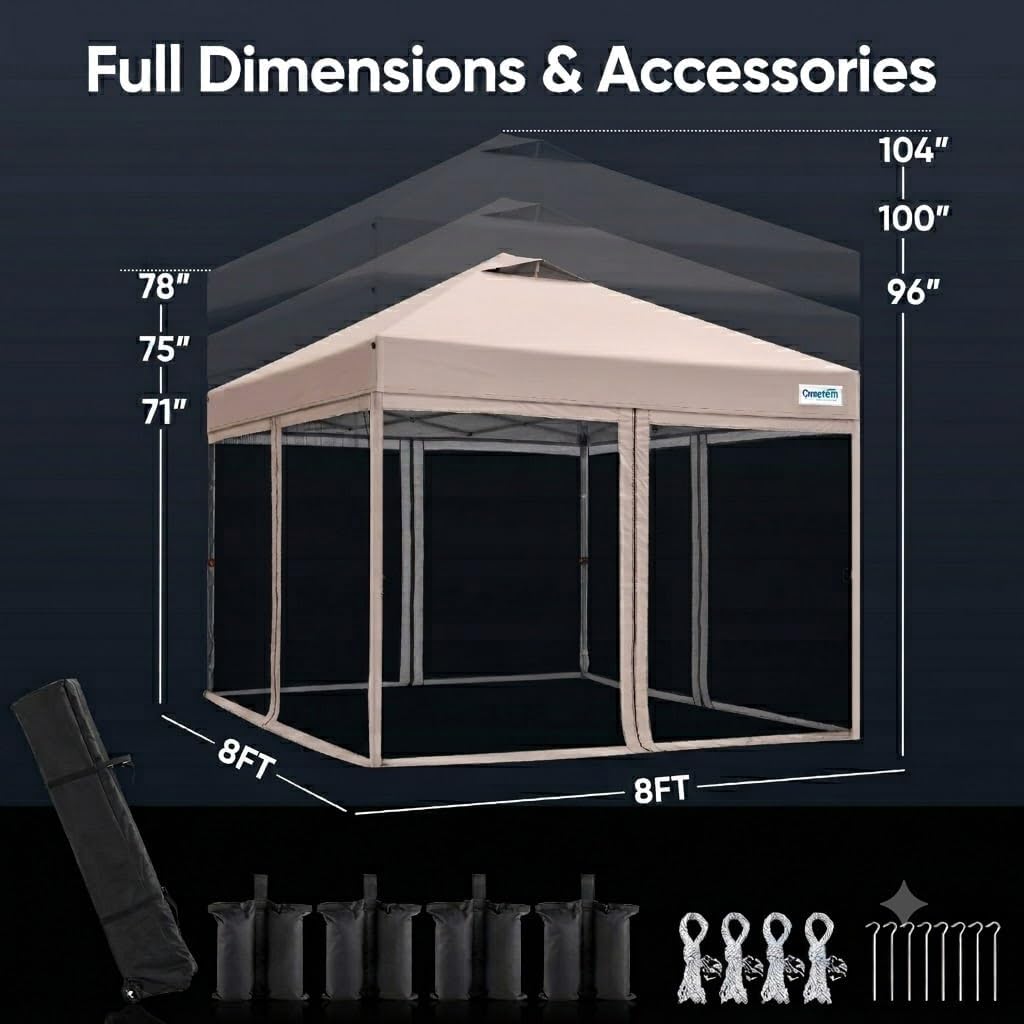 Quictent 10'x10' Pop up Screened Canopy Tent with Mosquito Netting | Portable Easy up Outdoor Screen House Shelter for Patio, Camping and Picnic, Includes Wheeled Carry Bag