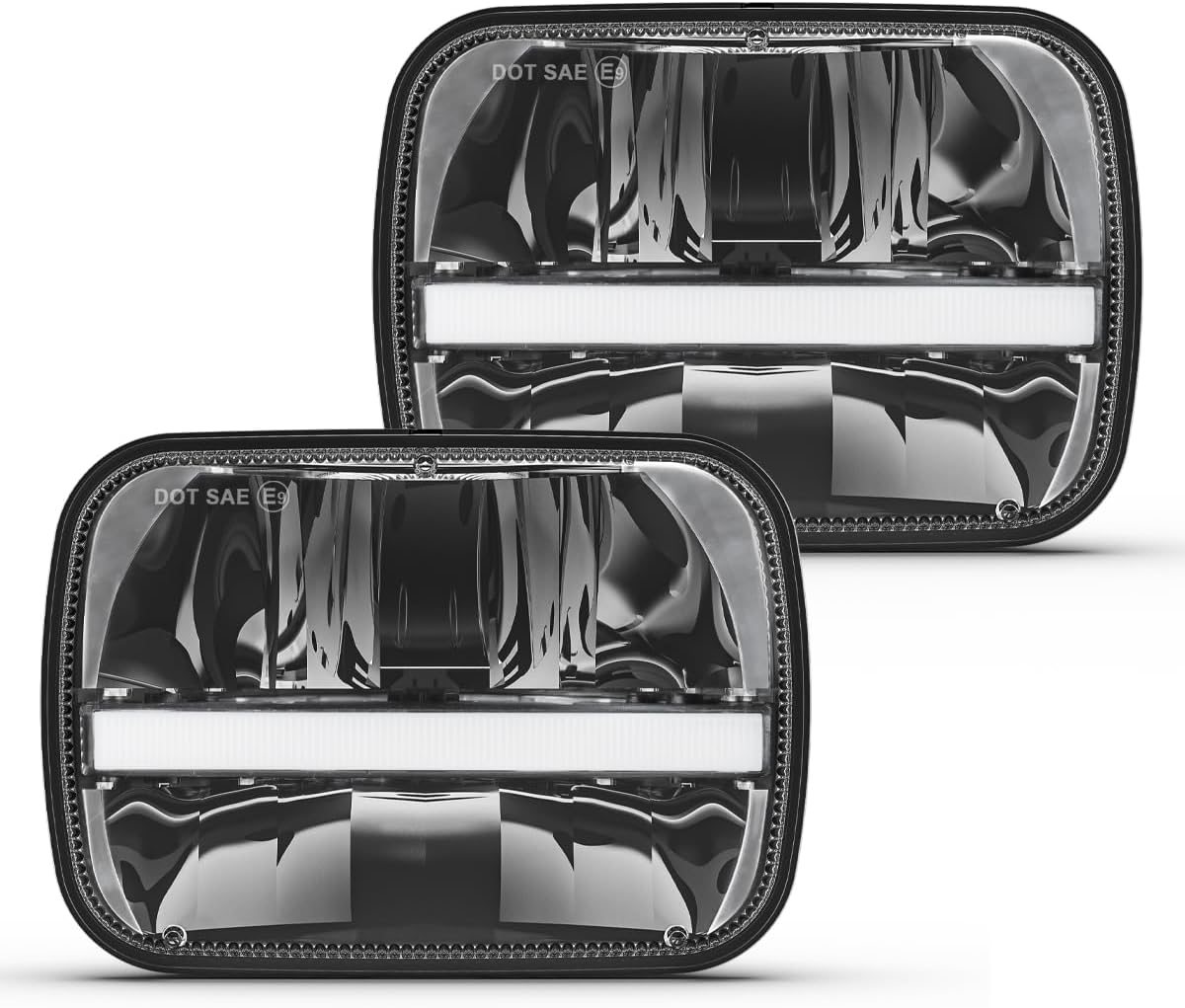 BICYACO 1 Pair 105W Rectangular 5x7/ 6x7 Inch Led Headlight High Low Beam Headlamp Compatible with Jeep Wrangler YJ Cherokee XJ Kenworth T300 1997-2010 Replacement H6054 H5054 H6054LL 69822 6052 6053