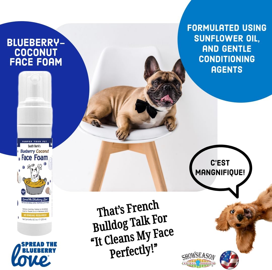 South Bark's Blueberry Facial® Pet Shampoo 12 oz. | Brightener & Tear Stain Remover | Long-Lasting Odor Eliminator | Cruelty-Free | Paraben-Free | Made in The USA