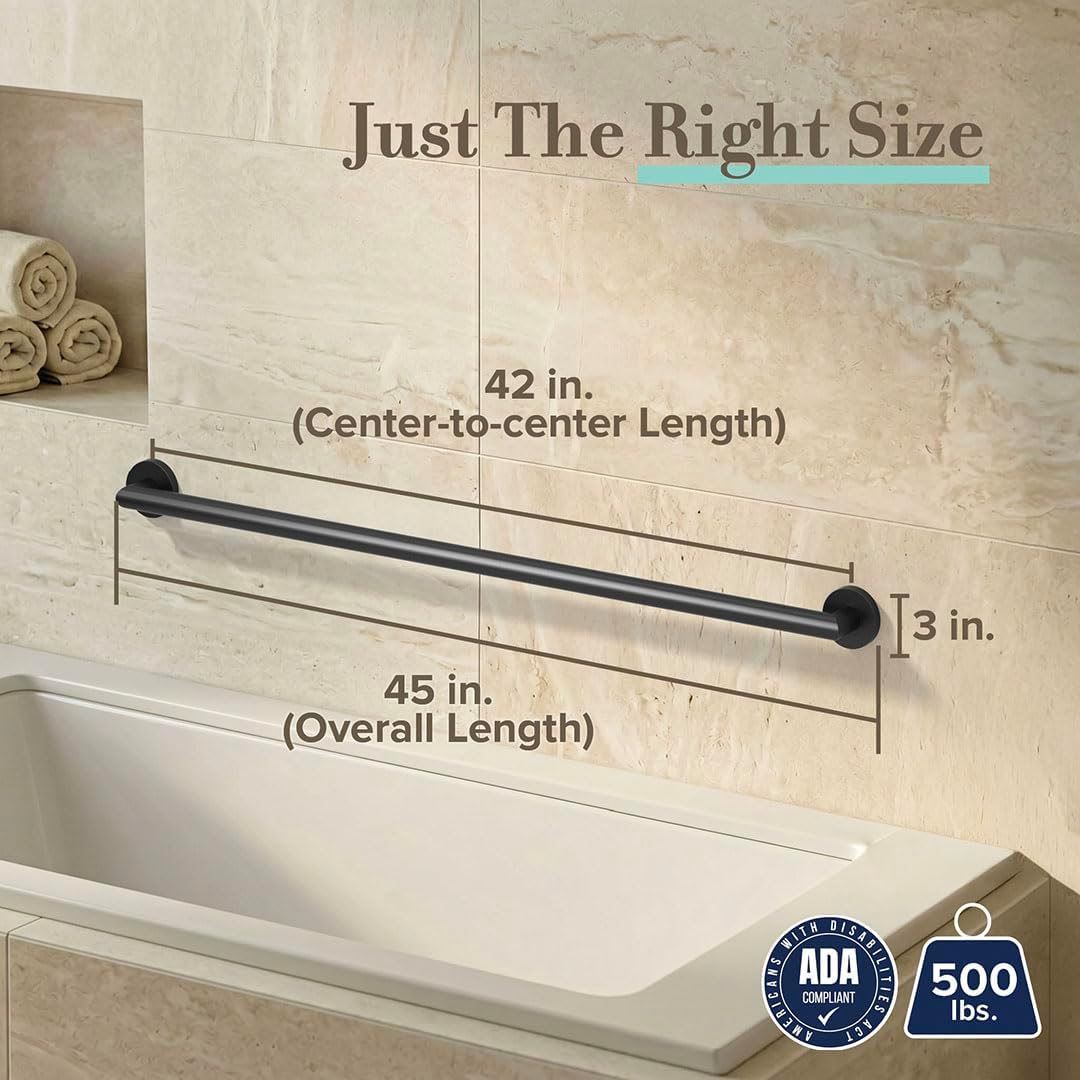 Gatco 970 Glam Shower Grab Bar, 12 Inch, ADA Compliant Stainless Steel, Satin Nickel, Wall Mounted Bathroom Handrail