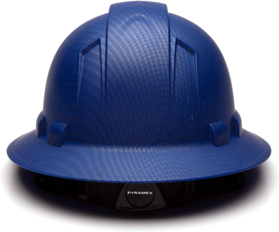 Pyramex Ridgeline Full Brim Hard Hat 4 Point Ratchet White | Full-brim sun & rain protection, HDPE shell, Ratchet suspension, Construction & utility, ANSI Z89.1 Type I Class C/G/E