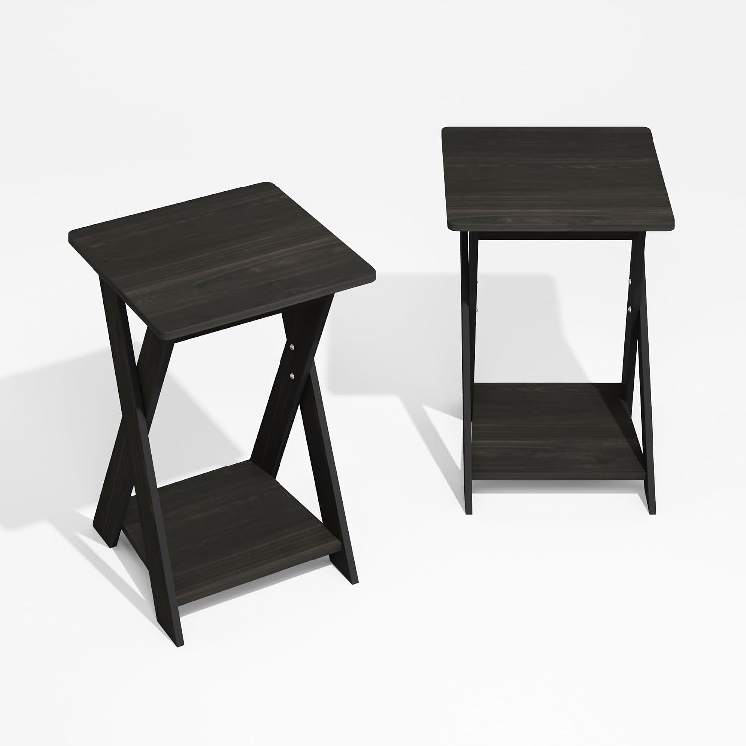 Furinno SIMPLE DESIGN Side Table, 2-Tier Modern End Table with Soft Edges, Open Shelves Night Stand, Bedside Table, for Living Room, Bedroom, French Oak