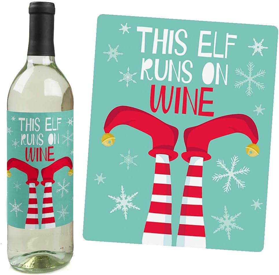 Big Dot of Happiness Ugly Sweater - Holiday and Christmas Wine Bottle Label Stickers - Set of 4