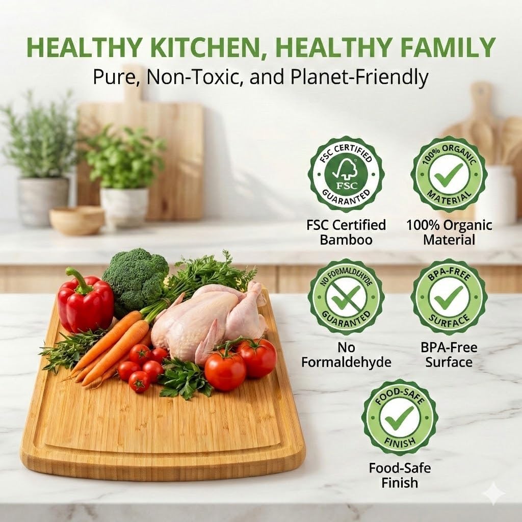 INDESTRUCTABLE Bamboo Cutting Board (Extra Large) with Vertical Grain Strength Technology - Non Toxic, Spacious and Lightweight 18" XL Chopping Board Gift - Replacements for Life