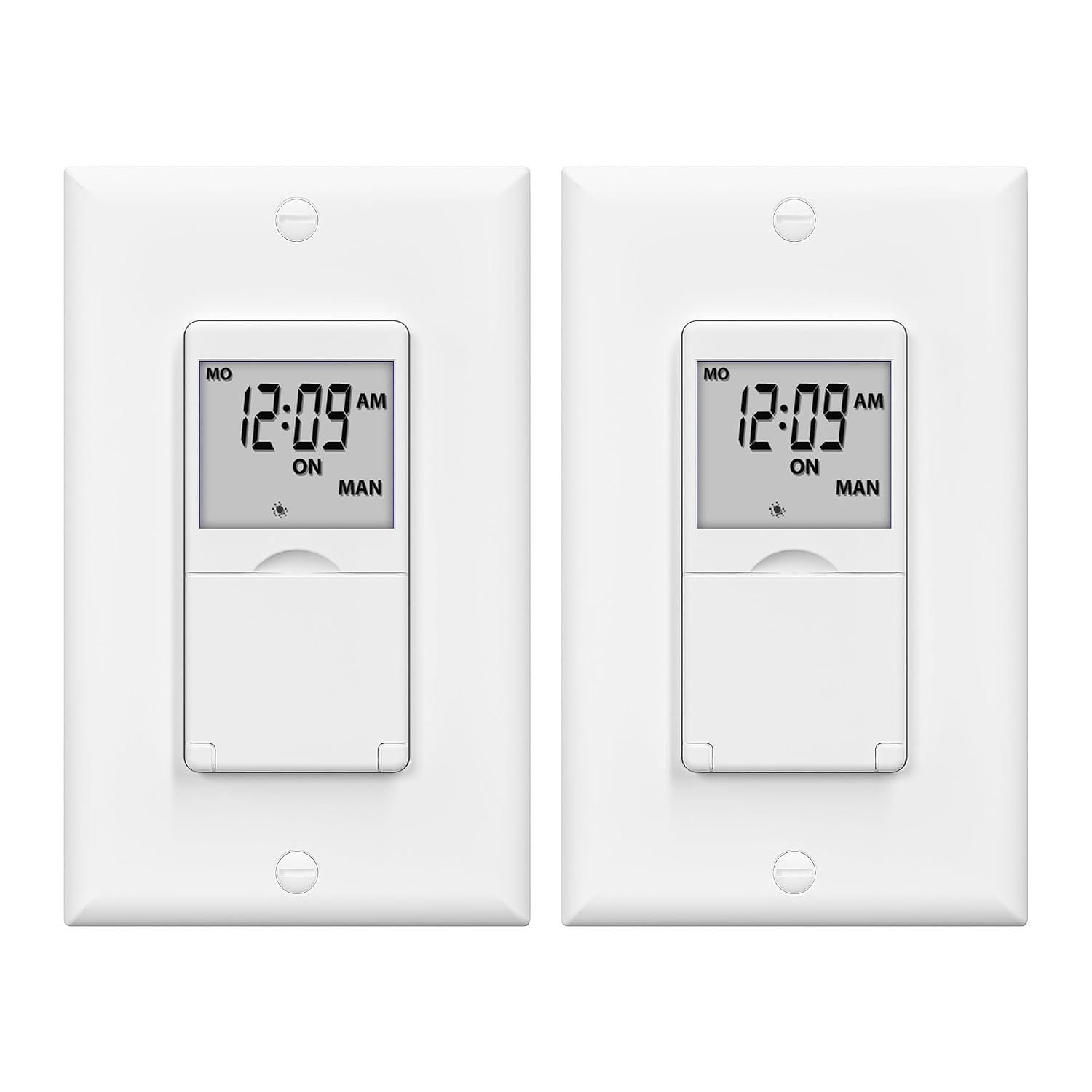 BN-LINK 7 Day Programmable in-Wall Digital Timer Switch for Lights, Fans | 18 ON/OFF Programs, Random/DST Mode, Single Pole or 3 Way Light Switch Timer, 15A/1875W, Neutral Required, No Backlight, ETL