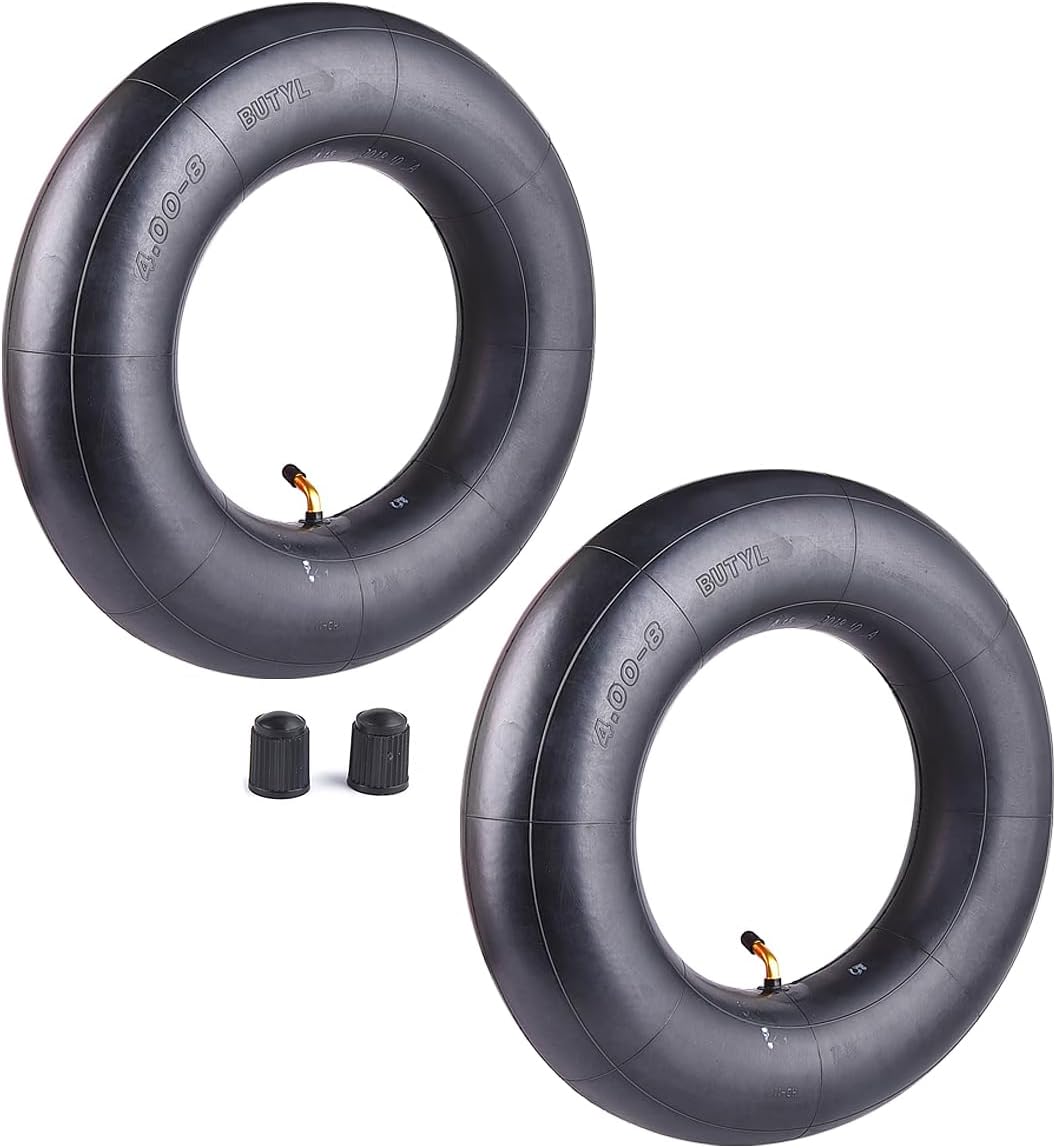 4.80/4.00-8" Premium Replacement Tire Inner Tubes, 2pack | TR87 angled valve for Mini Bikes, Go Kart, Lawn Mowers, Hand Truck