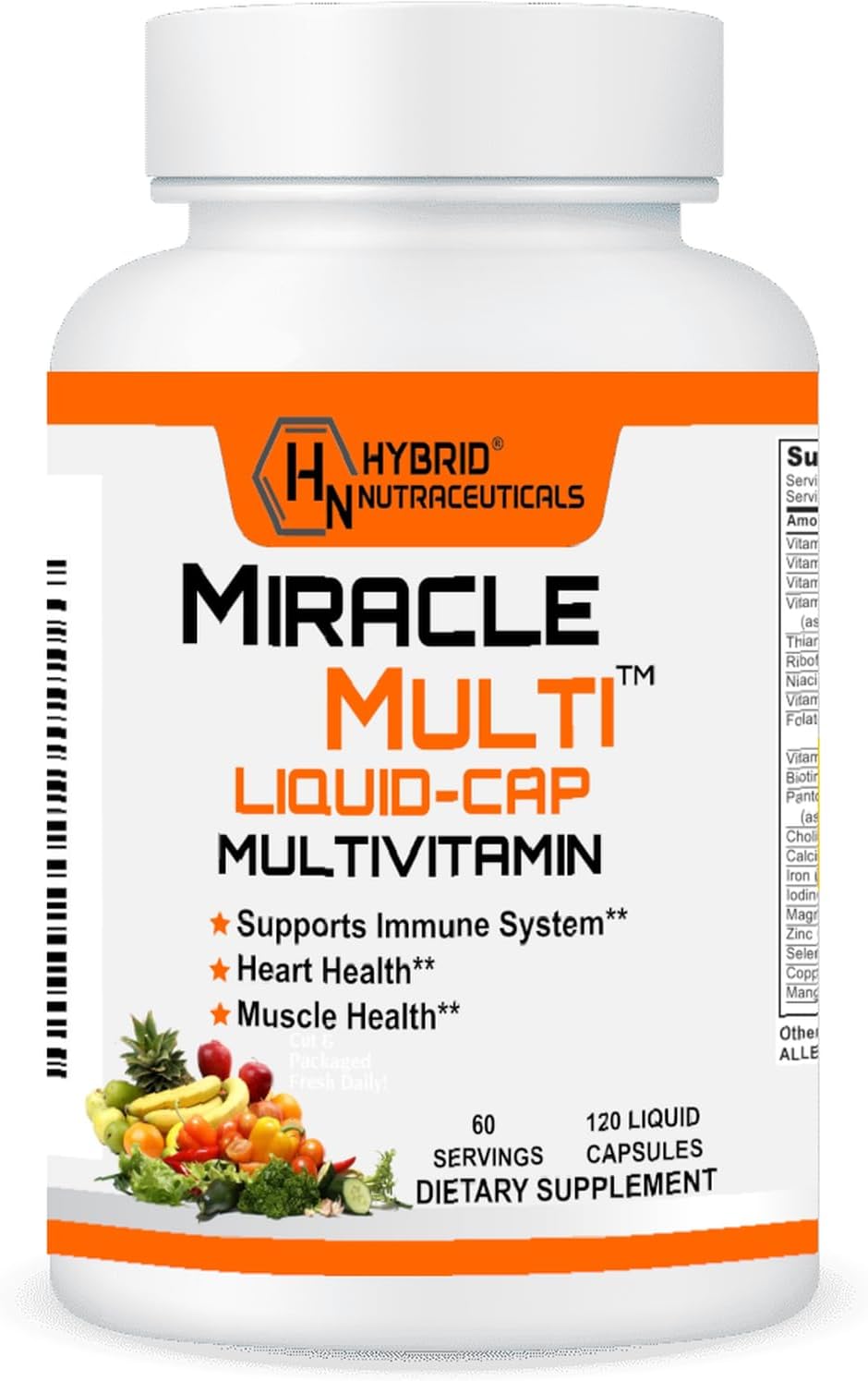 MiracleMulti Liquid Multivitamin Capsules for Men & Women - Complete Whole Food Blend Daily Vitamin & Mineral Supplement with CoQ10, B12