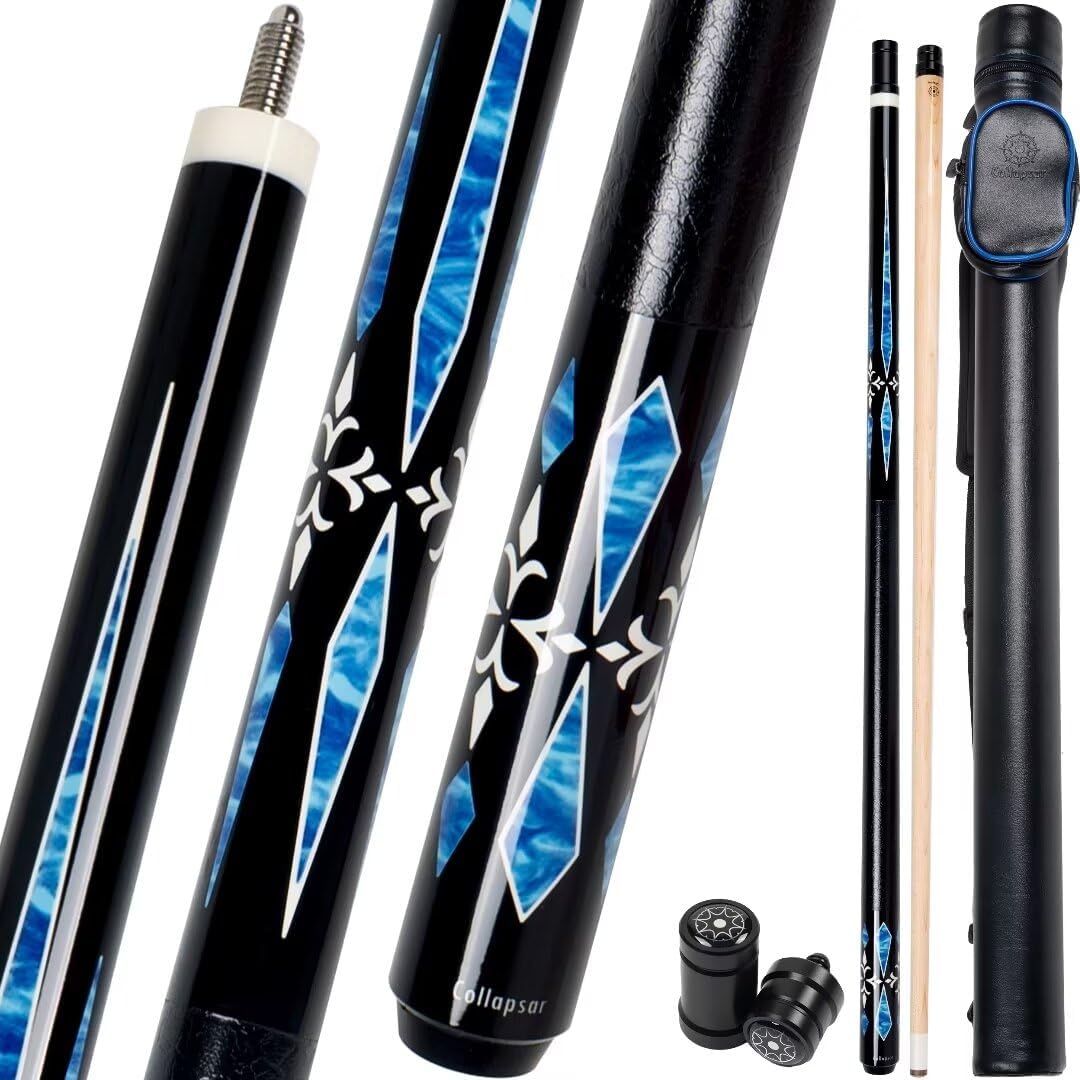 Collapsar CA Pool Stick with 1X1 Hard Case 58" Billiard Cue Stick | Canadian Maple Shaft with 13mm Cue Tip,19-21 oz Professional Pool Cue Set