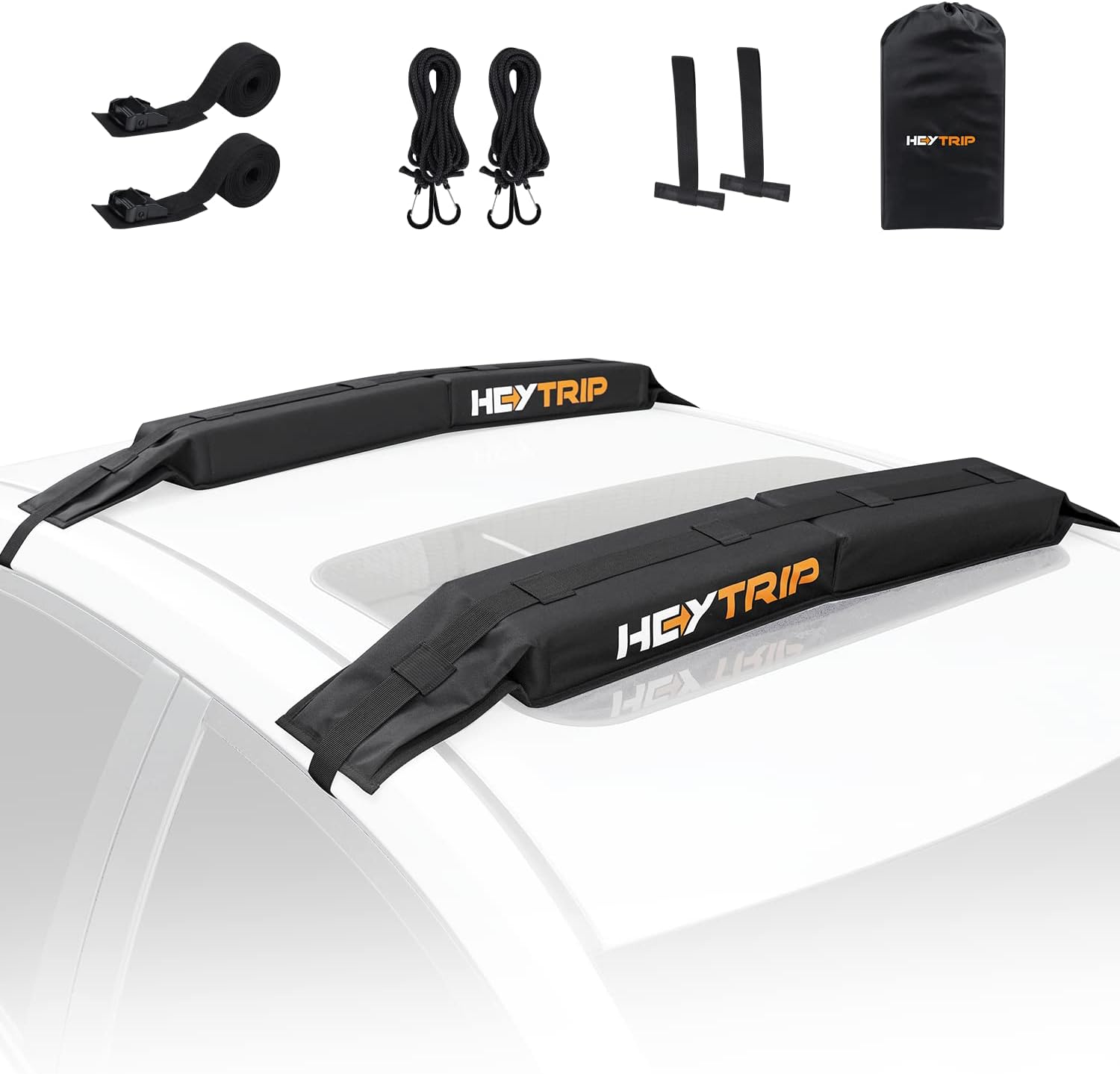 HEYTRIP Universal Soft Roof Rack Pads for Kayak/Surfboard/SUP/Canoe with 15FT Tie-Down Straps and Storage Bag