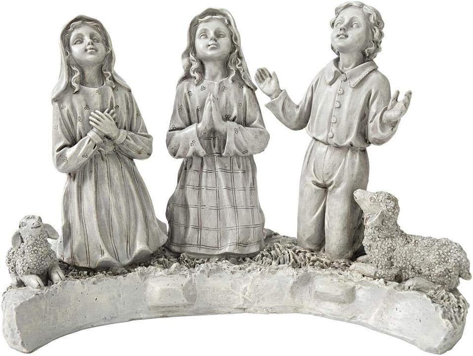 Design Toscano Our Lady of Fatima Indoor/Outdoor Religious Garden Statue, Large, 12 Inches Wide, 14 Inches Deep, 32 Inches High, Resin, Faux Stone Finish