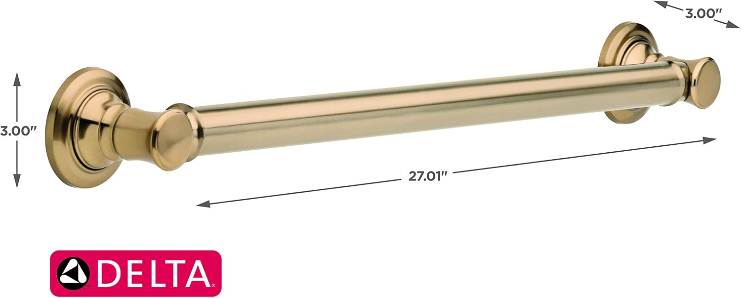 Delta Traditional (1-Pack) 24" Shower Grab Bar ADA Compliant Champagne Bronze 450 lb Capacity Bathroom Safety Handle for Shower
