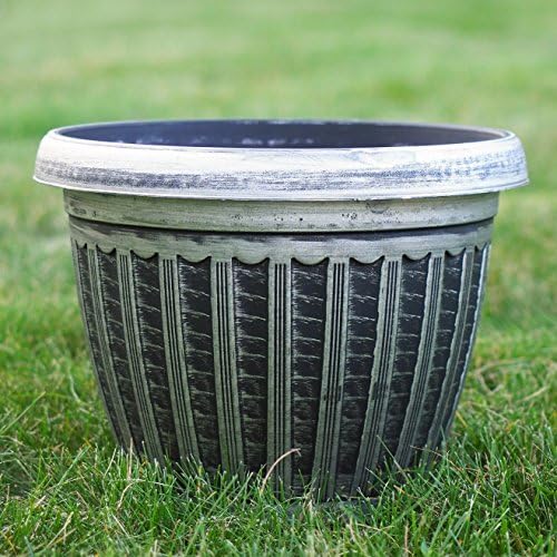 Rustic Flowerpot 10" Planter for Garden Patio Office Ornaments Home Decor Long Lasting Reusable Light Weight (Silver-S)