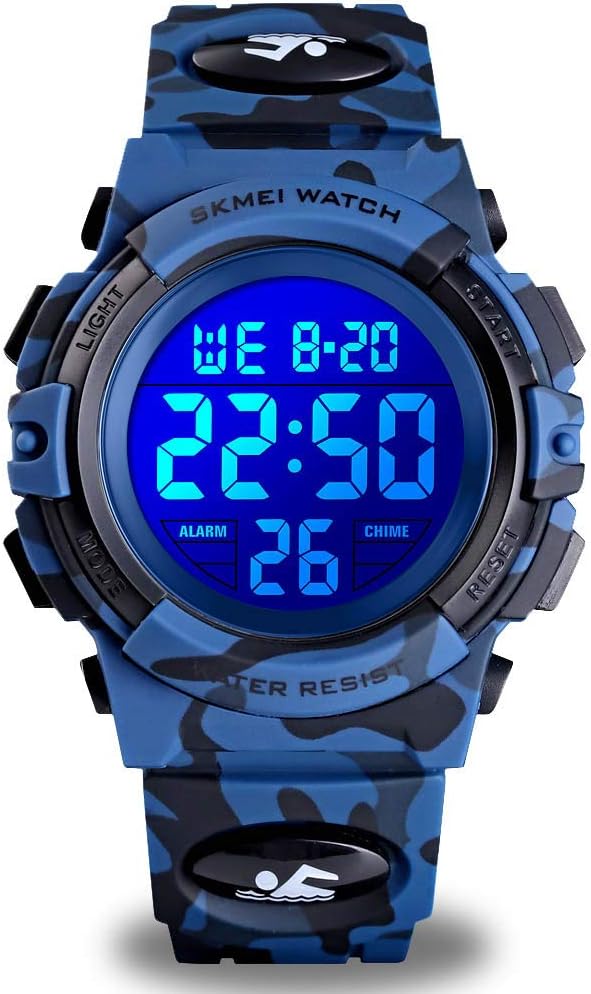 cofuo Kids Digital Watch for Boys Girls, Boys Watches Ages 3-17,Sport Outdoor Watch for Kid, 50M Waterproof Analog Multifunctional Chronograph LED Alarm Stopwatch Silicone Band, Kids Gift