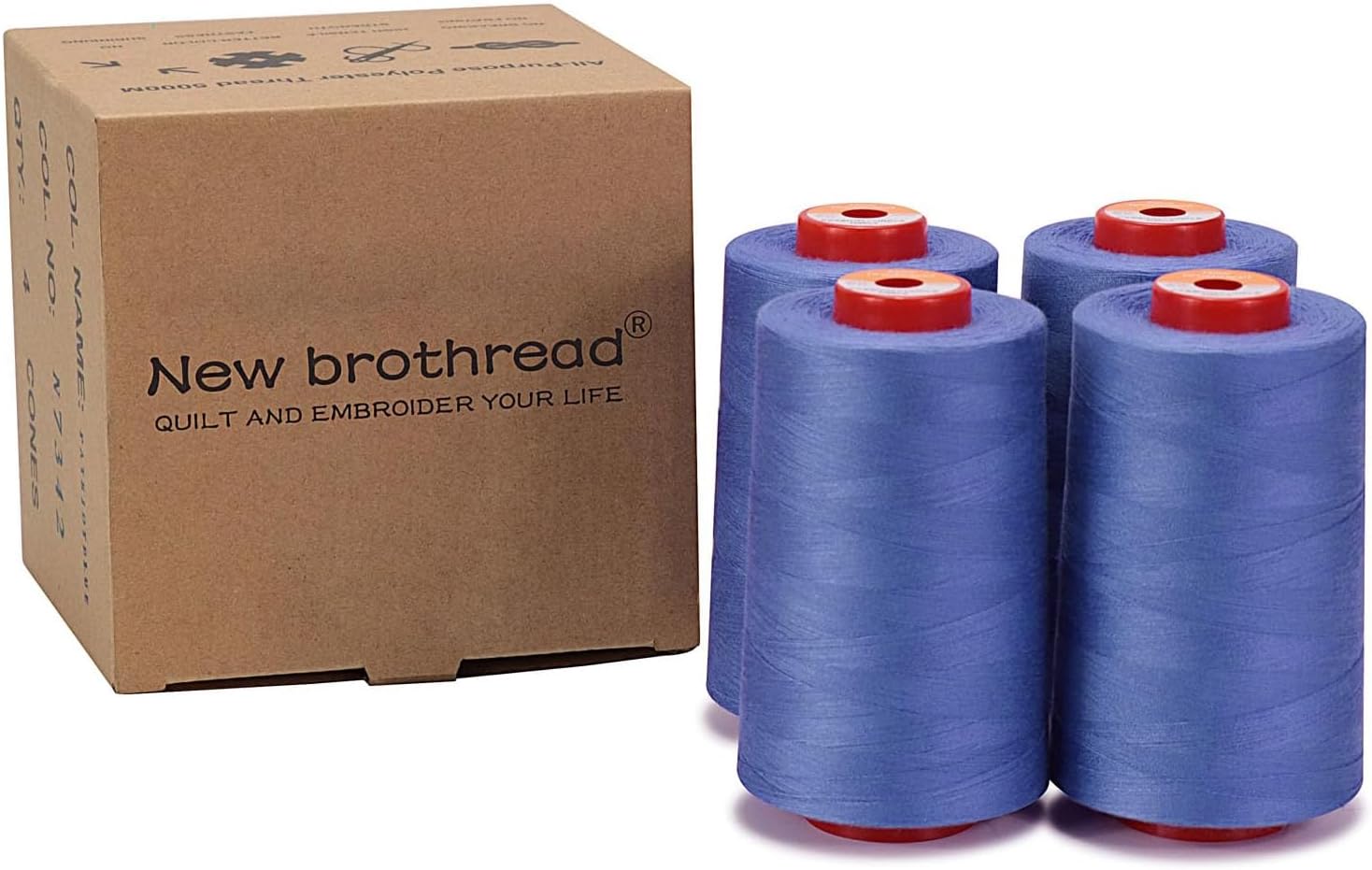 New brothread 4 Large Cones All Purpose Polyester Thread -Cream