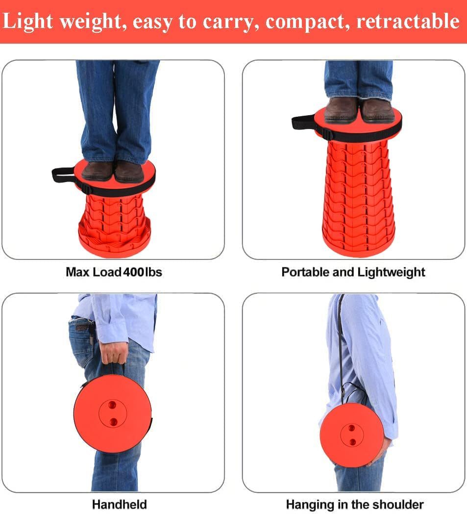 Fishboy Collapsible Stool for Adults, Portable Folding Camping Seat, 400lbs