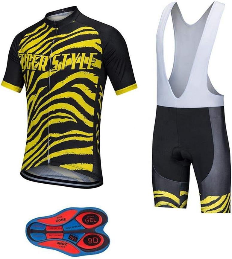 Men's Quick-Dry Cycling Jersey Set Road Bike Bicycle Shirt + Bib Shorts with 9D Gel Pad MTB Riding Clothing Kit