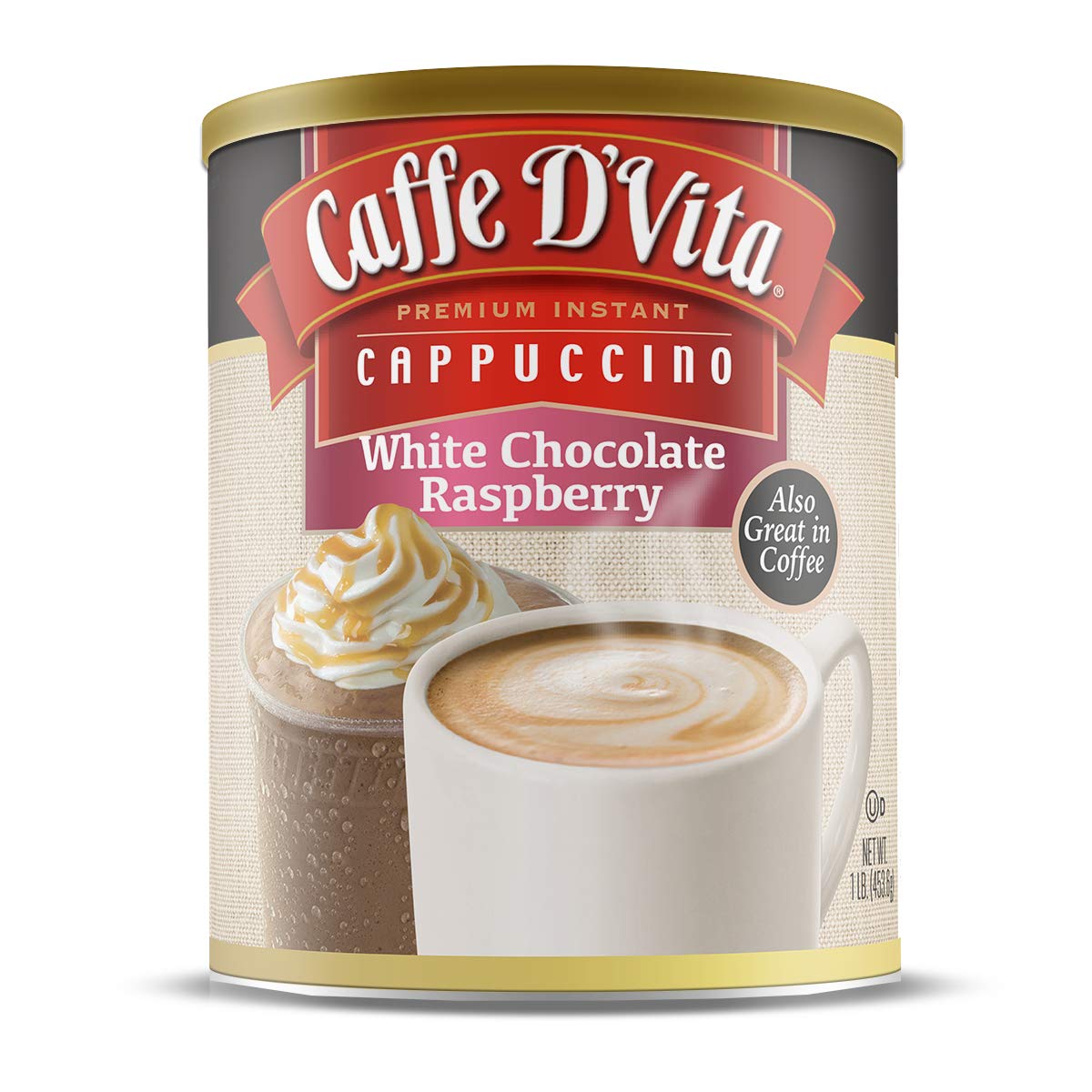 Caffe D'Vita Mocha Cappuccino Mix - 4 lb can (64 oz.) | Instant Cappuccino Mix, Gluten Free, No Cholesterol or Trans Fat, 99% Caffeine Free, Mocha