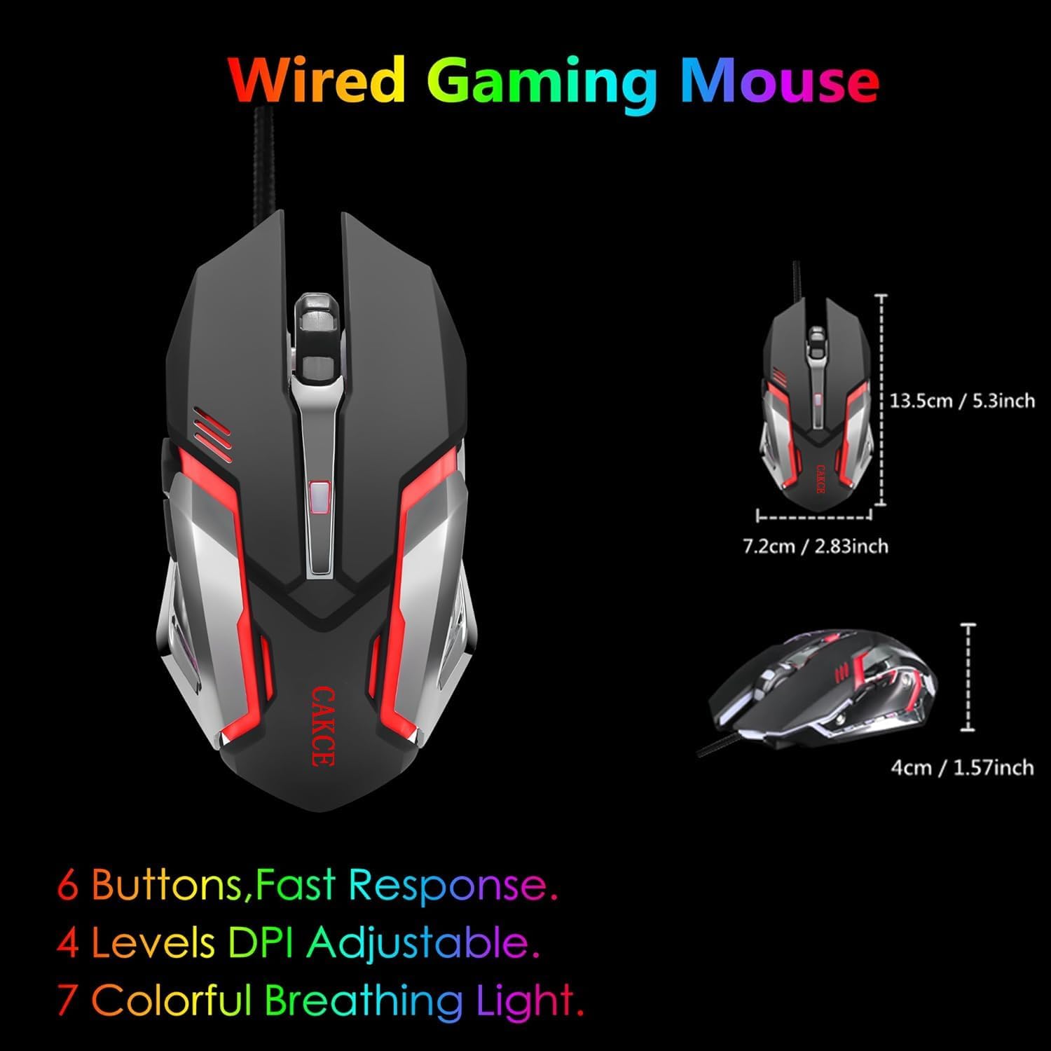 RGB Gaming Keyboard and Colorful Mouse Combo,USB Wired LED Backlight,Letter Glow,Mechanical Feeling for Laptop PC Computer Game and Work