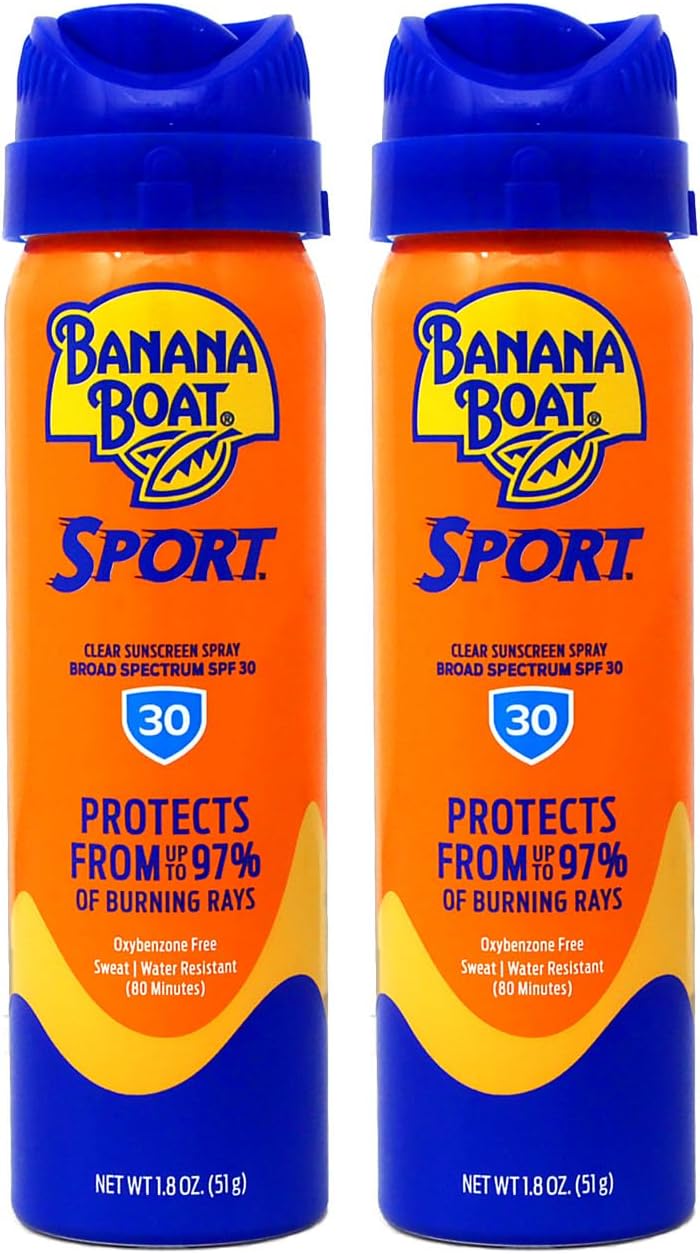 Banana Boat Sun Screen Sport Spray SPF 30 UltraMist Coolzone 1.8 oz (Travel Size), 2 units