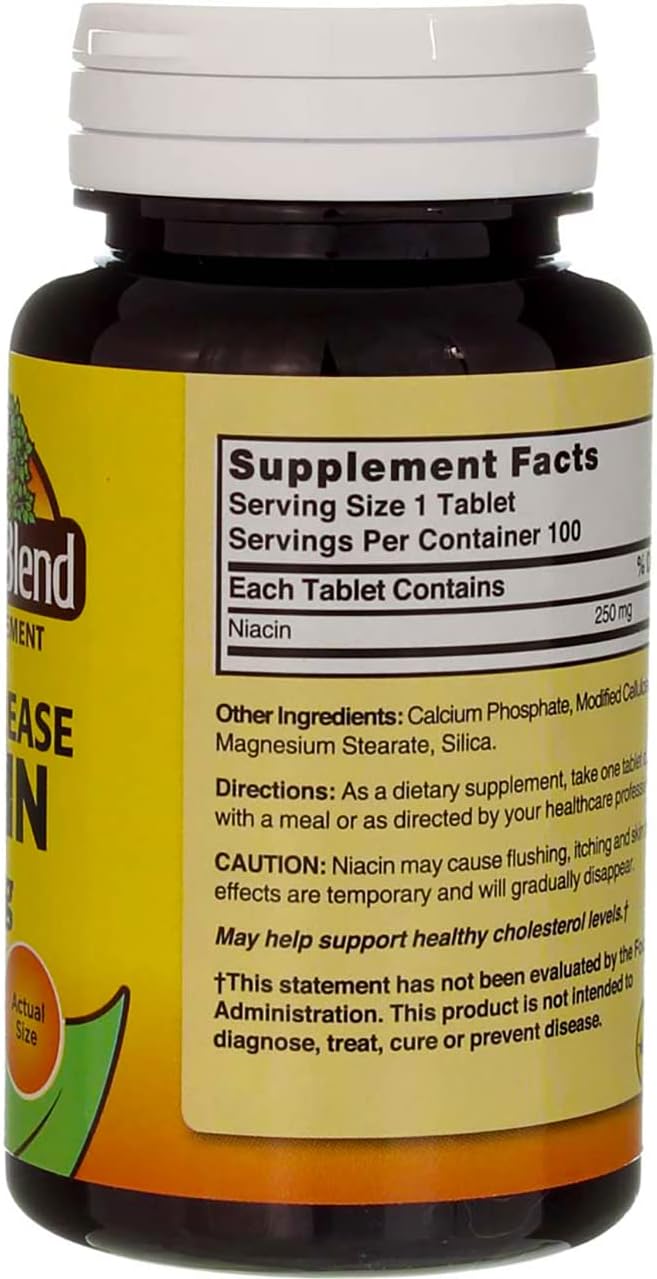 Nature's Blend Niacin Timed Release 250 mg 250 mg 100 Tabs